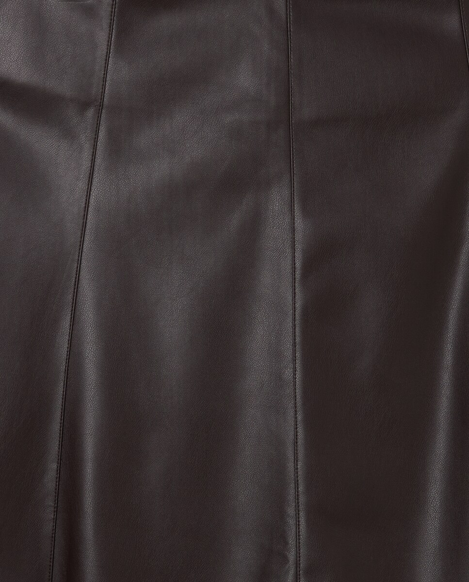 Saia Midi com Capa com Efeito de Pele Bordeaux-6