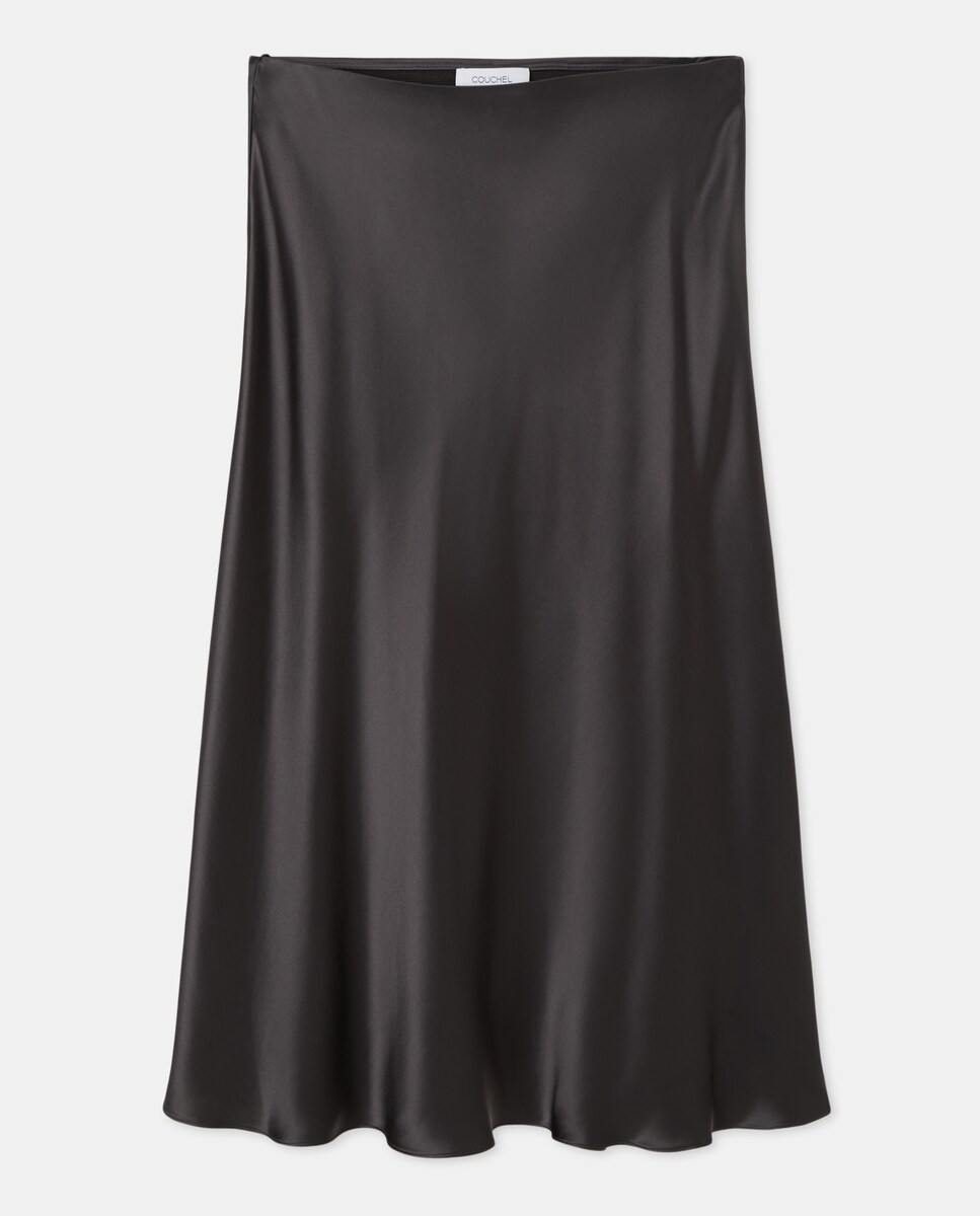 Saia Comprida Acetinada Preto-4
