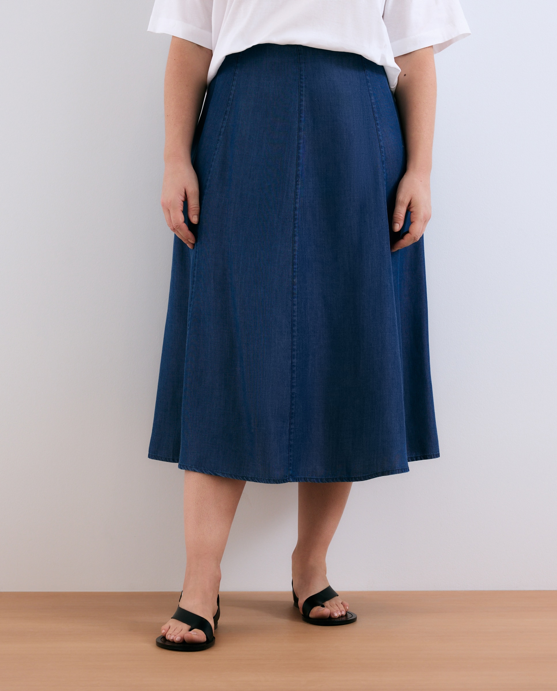 Saia Midi Fluida de Lyocell 400 Azul-2