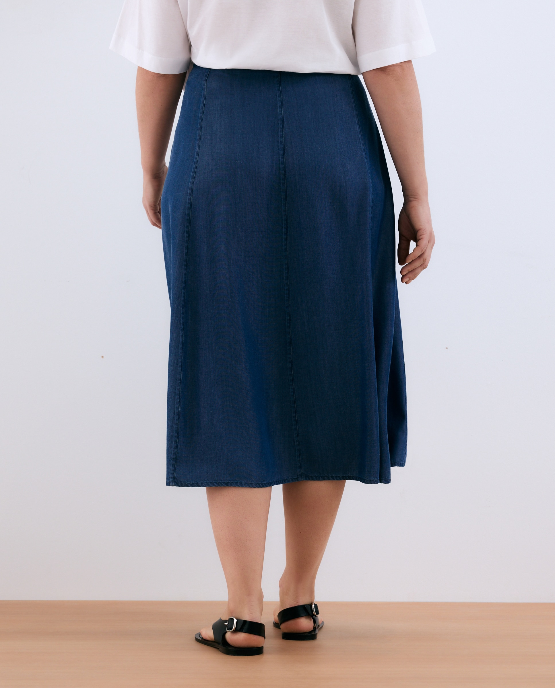 Saia Midi Fluida de Lyocell 400 Azul-3
