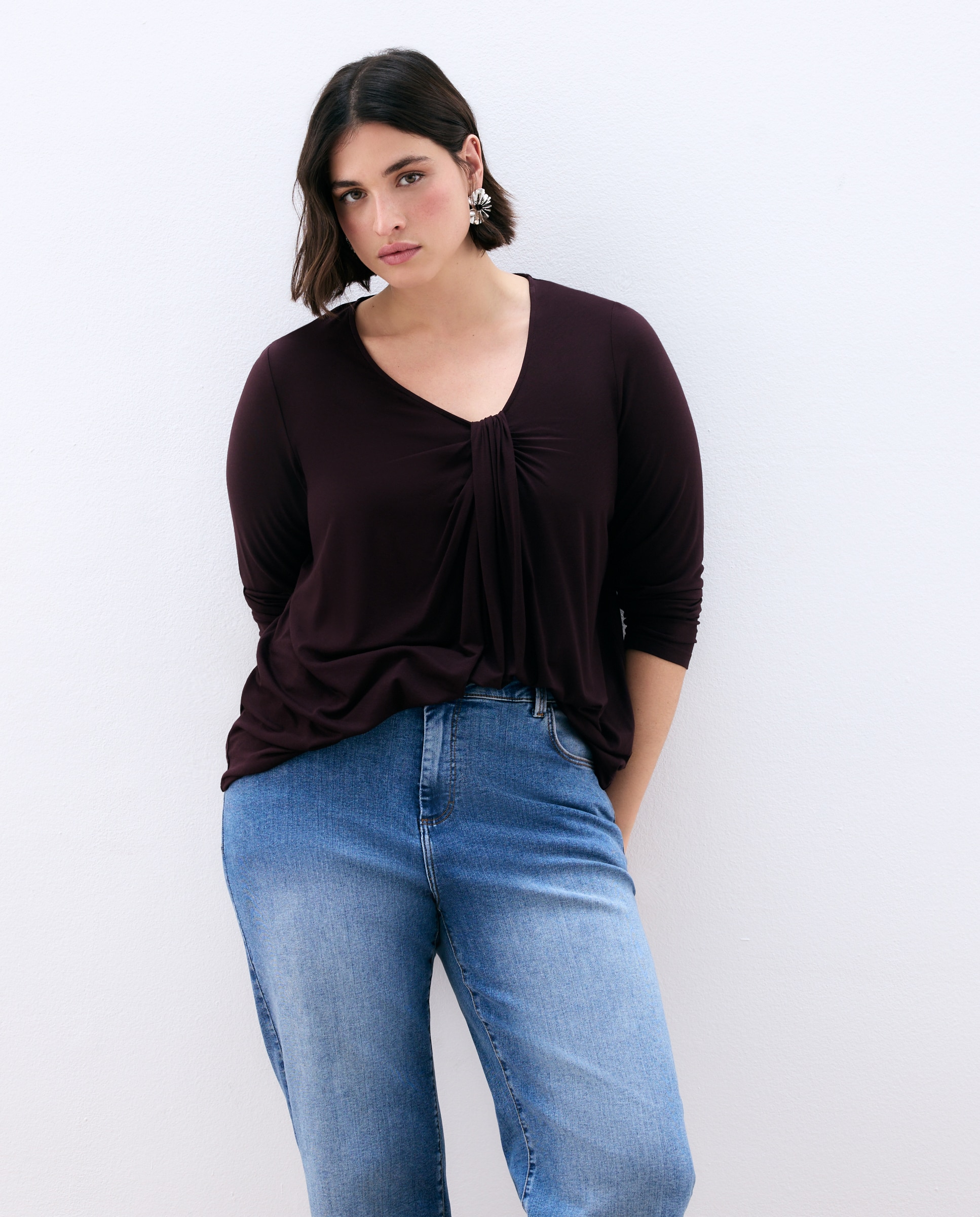 Camisola de Manga Comprida Lisa 290 Bordeaux-1