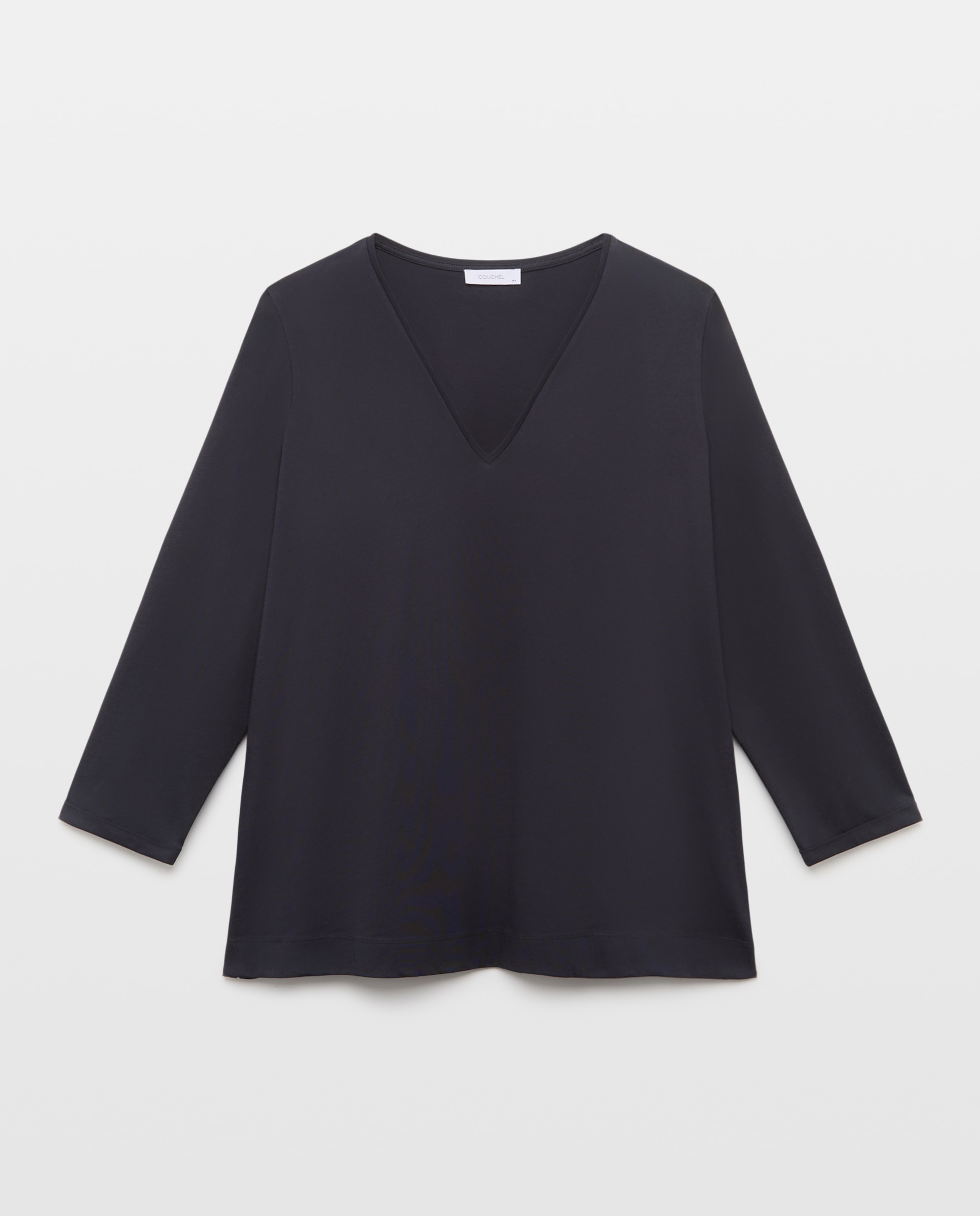 Camiseta de mujer de manga larga con cuello pico - Couchel - Marino Marino-3
