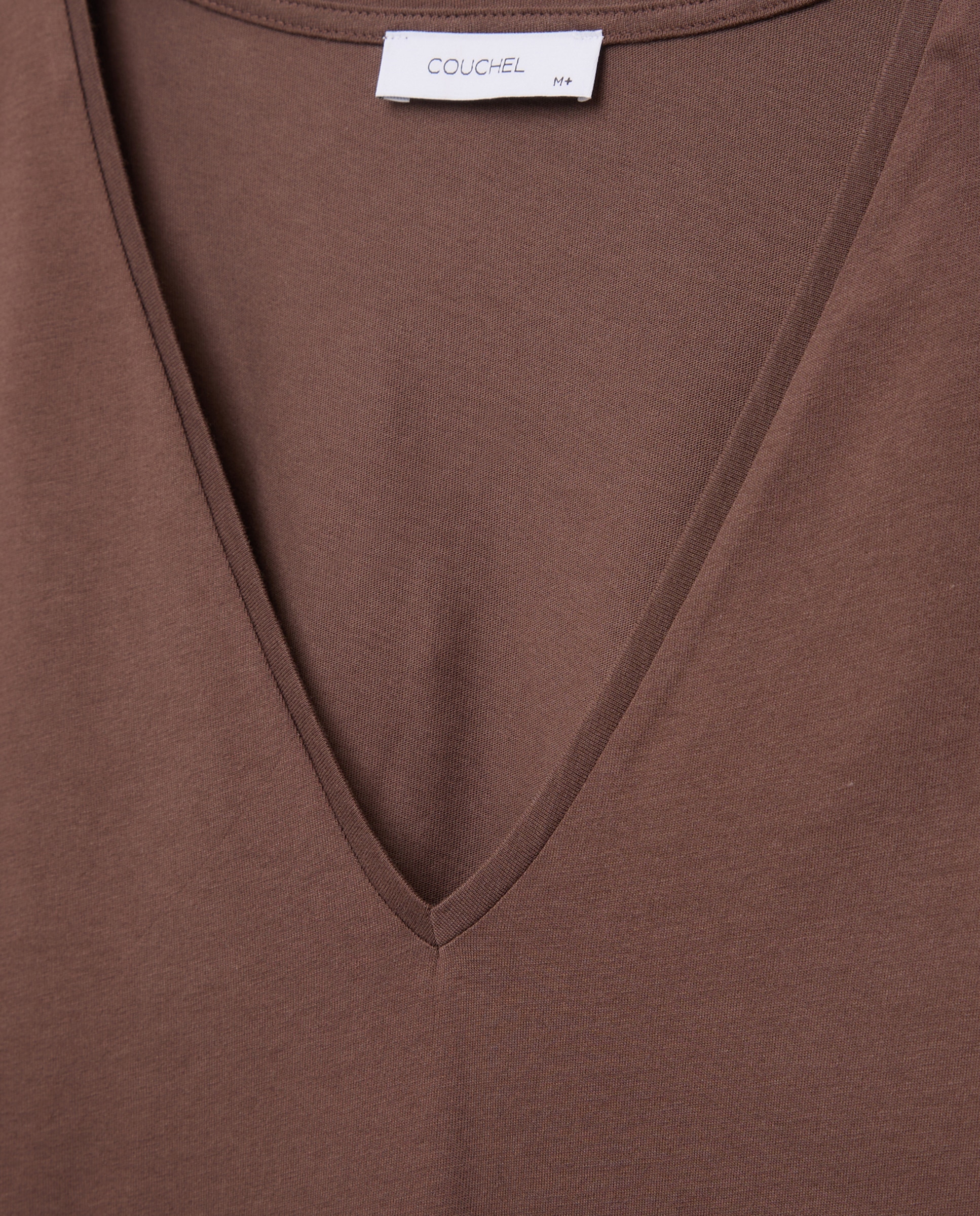 Camisola de Manga Comprida com Decote Redondo Castanho-4