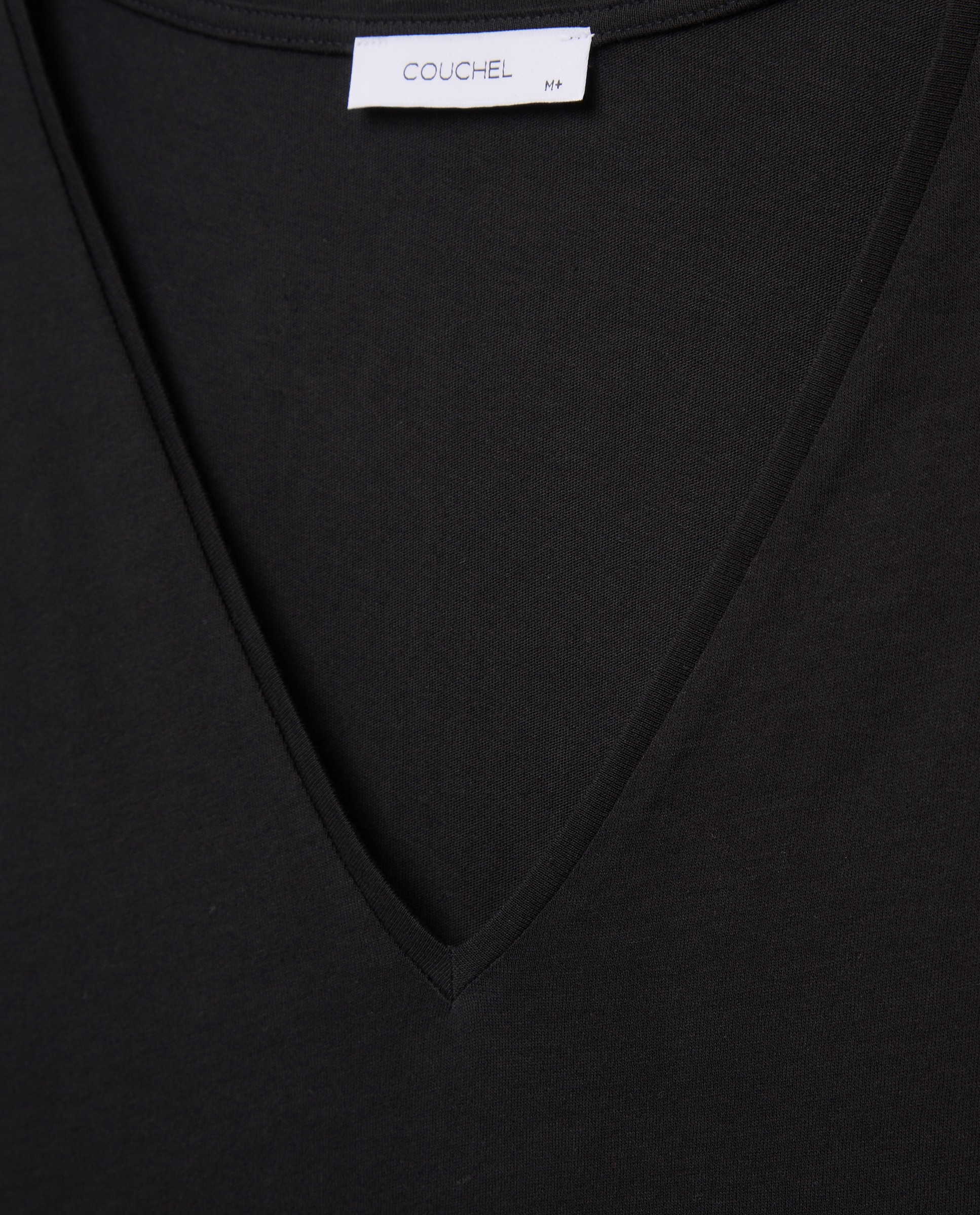 Camiseta de mujer de manga larga con cuello pico - Couchel - Negro Negro-5
