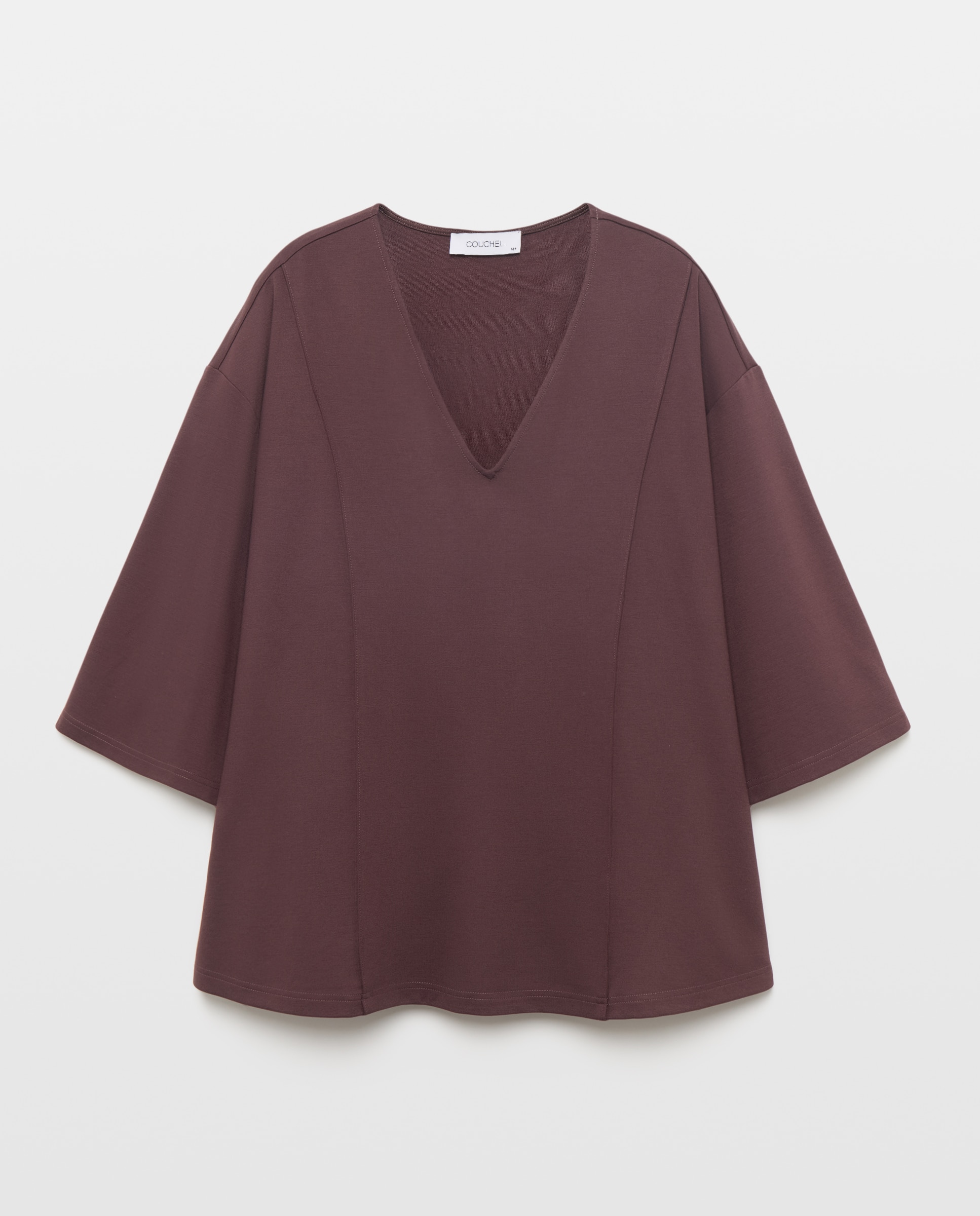 Camisola de Malha Roma com Decote em Bico Bordeaux-4
