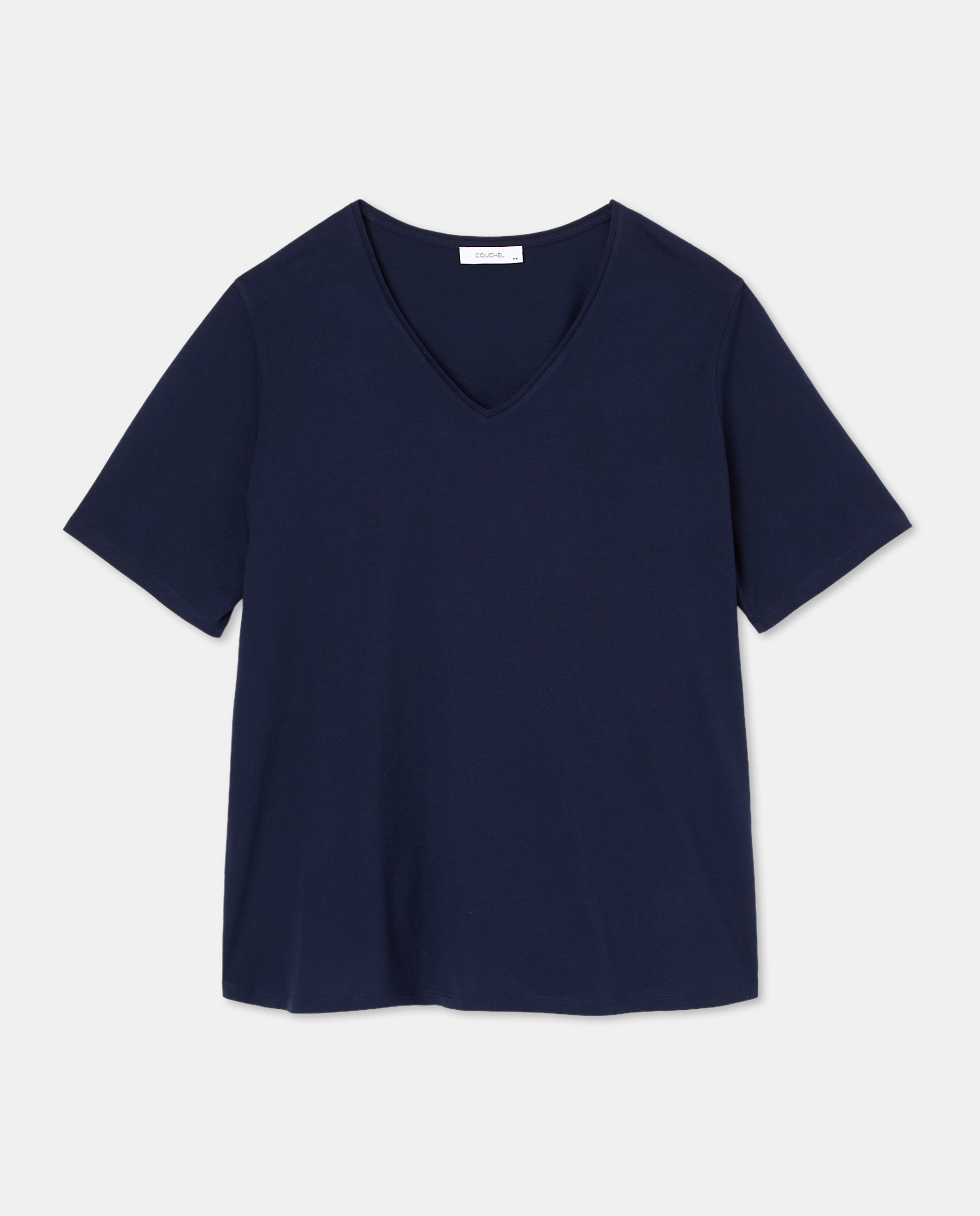 Camiseta lisa de manga corta mujer - Couchel - Azul marino Azul marino-4