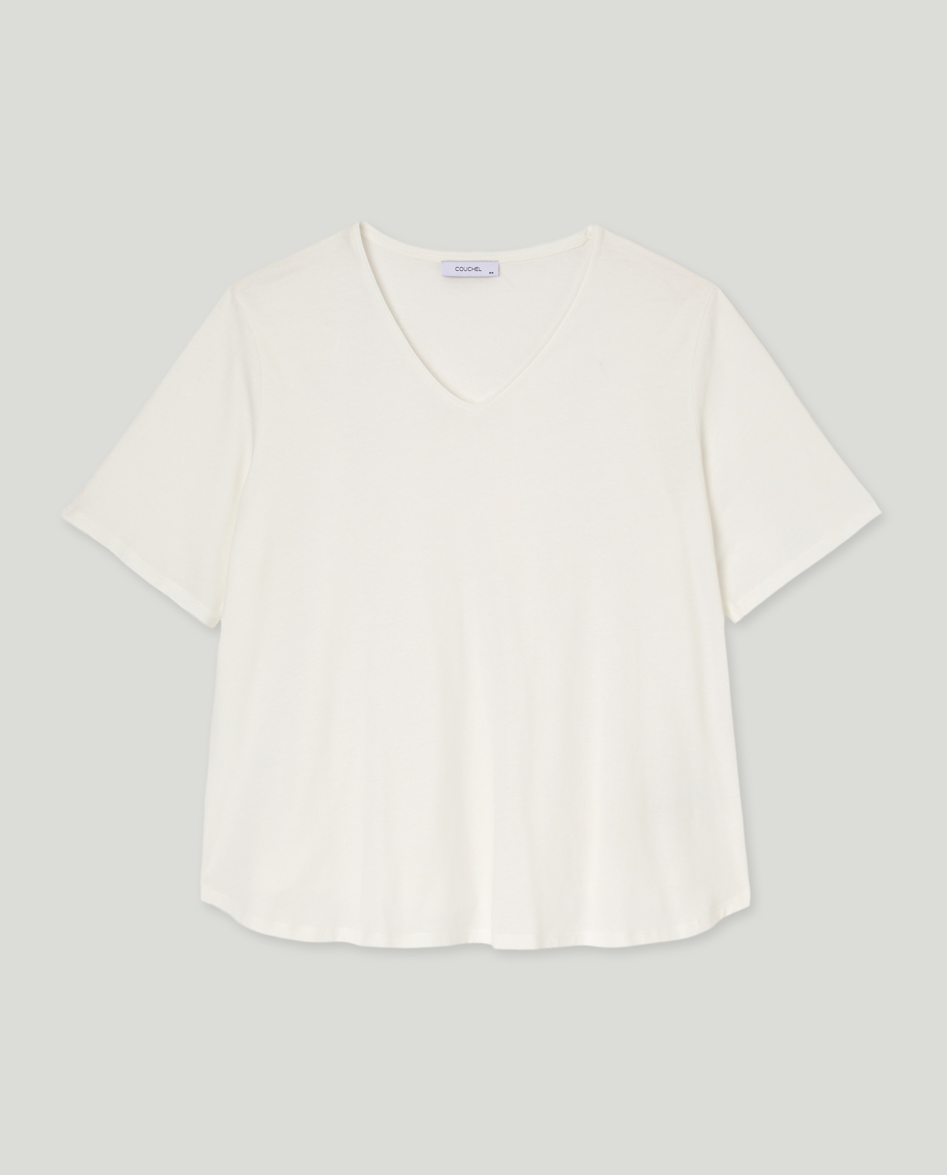 Camiseta lisa de manga corta mujer - Couchel - Blanco roto Blanco roto-4