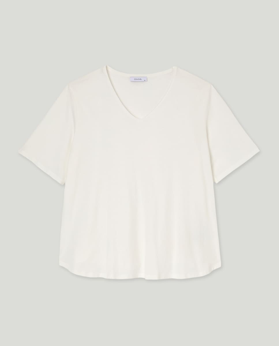 T-shirt Lisa com Manga Curta Branco-marfim-4