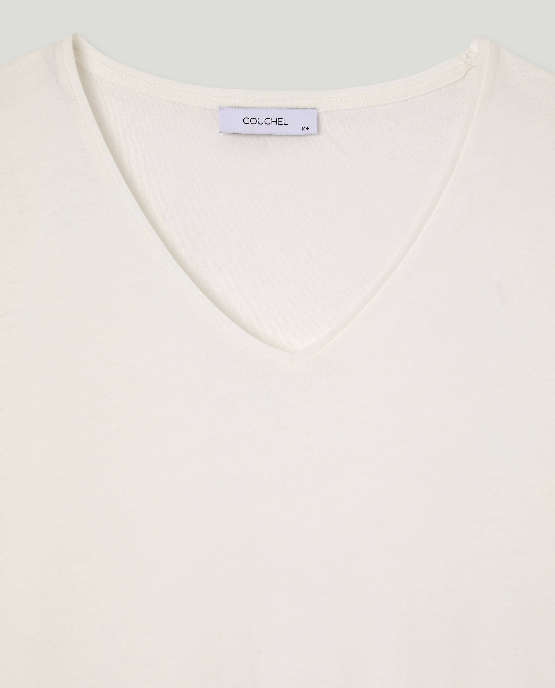 Camiseta lisa de manga corta mujer - Couchel - Blanco roto Blanco roto-5