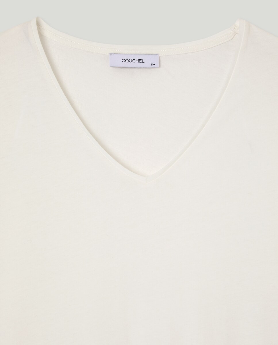 T-shirt Lisa com Manga Curta Branco-marfim-5