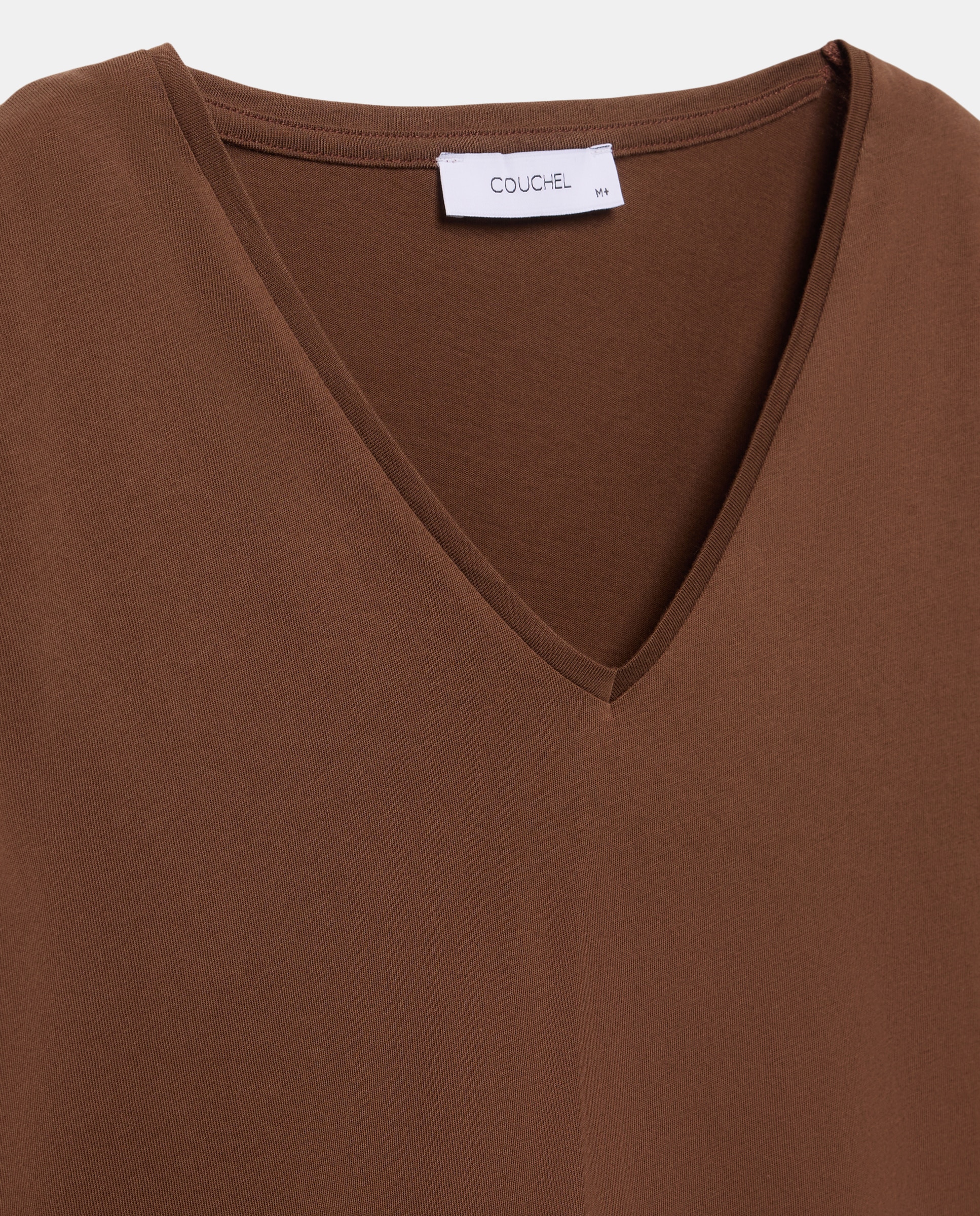 Camiseta lisa de manga corta mujer - Couchel - Marrón Marrón-5