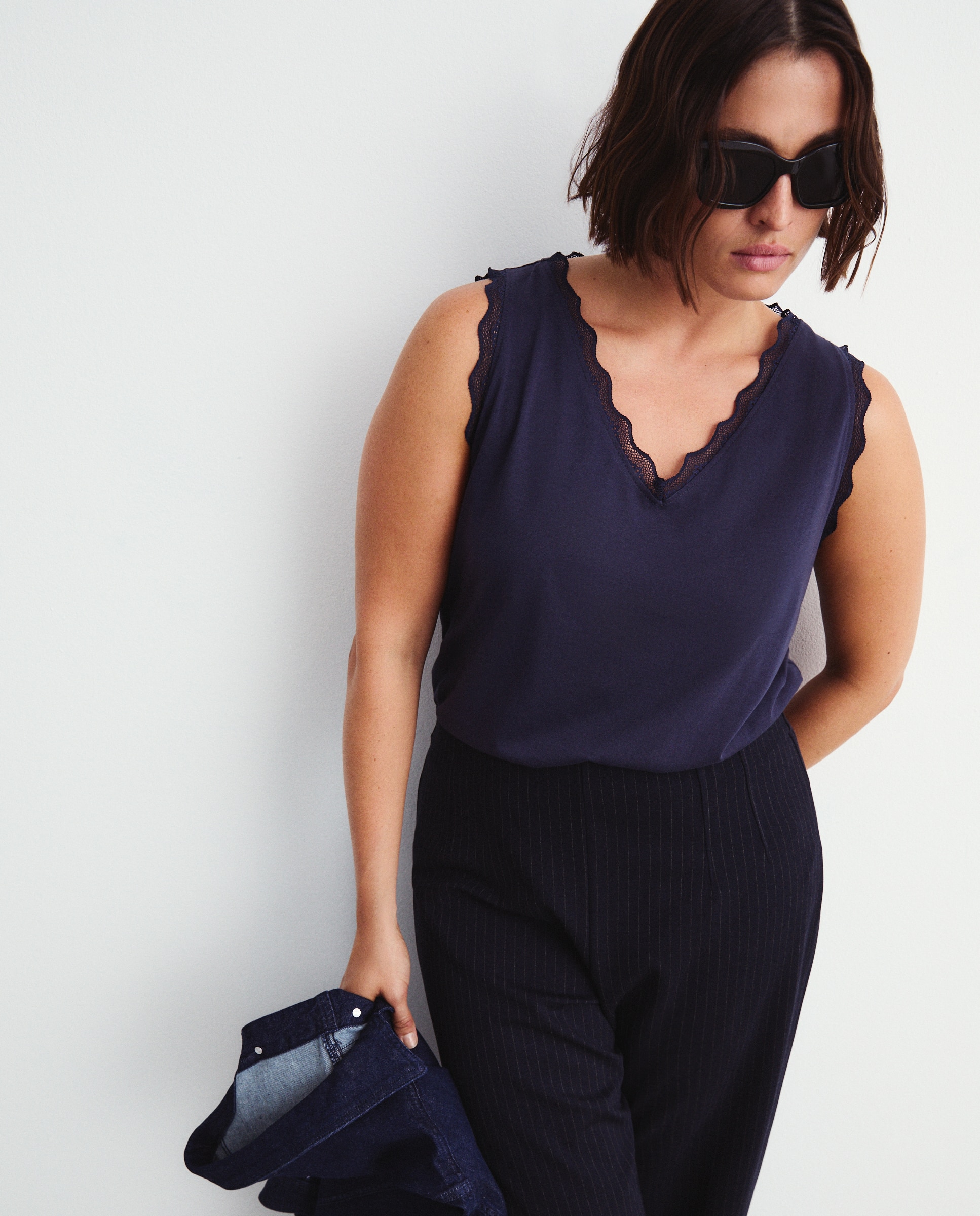 T-shirt Rendilhada Azul-marinho-1