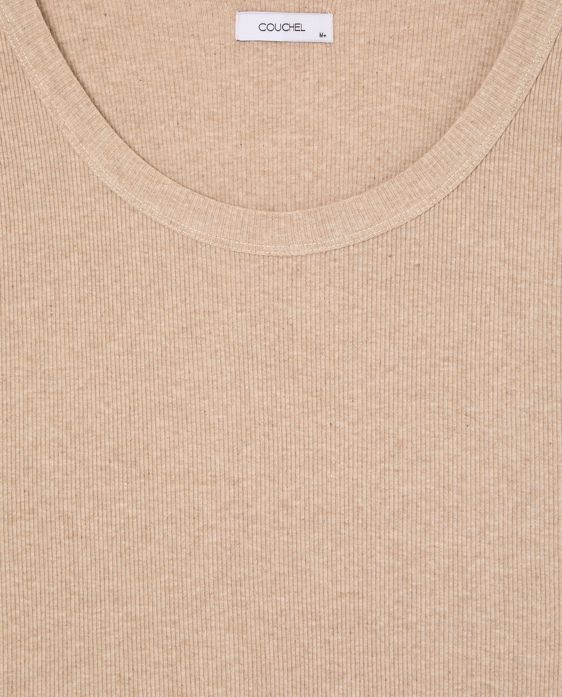 T-shirt de Alças Caneladas Bege-6