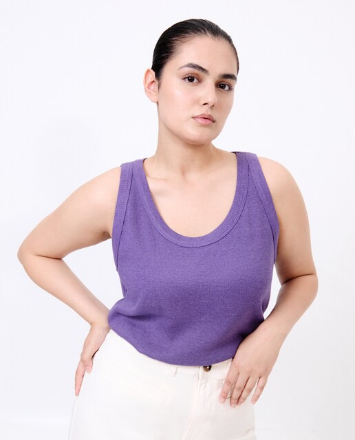 Imagen 0 de Camiseta de tirantes canalé de mujer