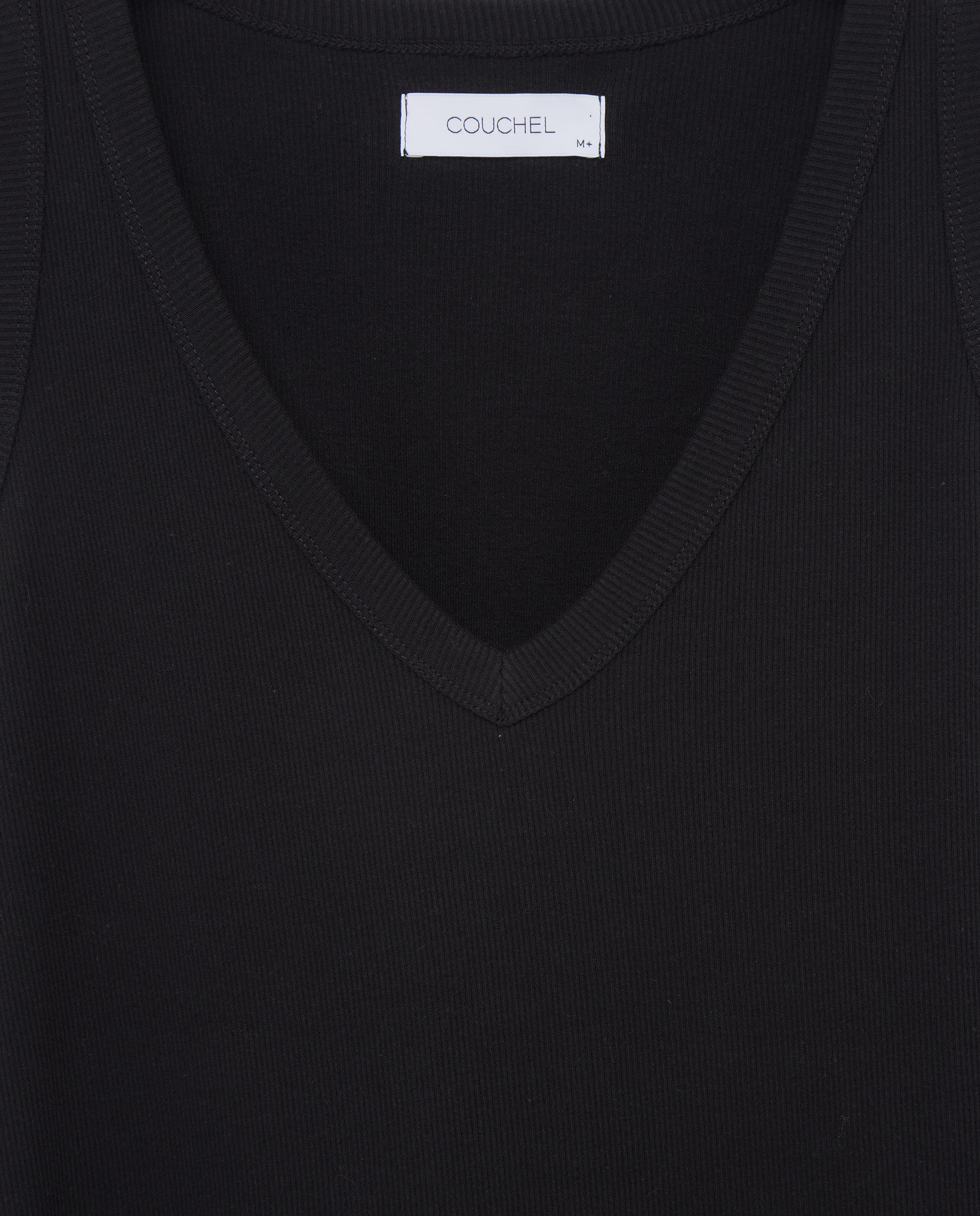 Camiseta sin mangas de mujer con cuello pico - Couchel - Negro Negro-5
