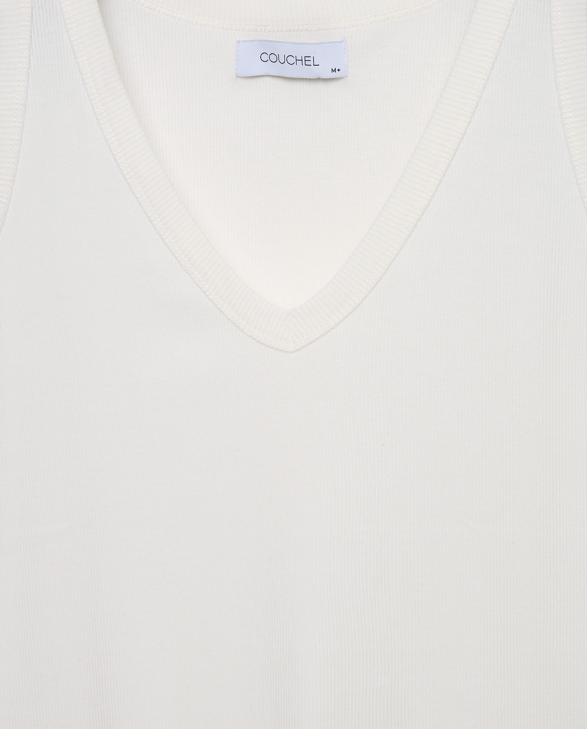 Camiseta sin mangas de mujer con cuello pico - Couchel - Blanco Blanco-5