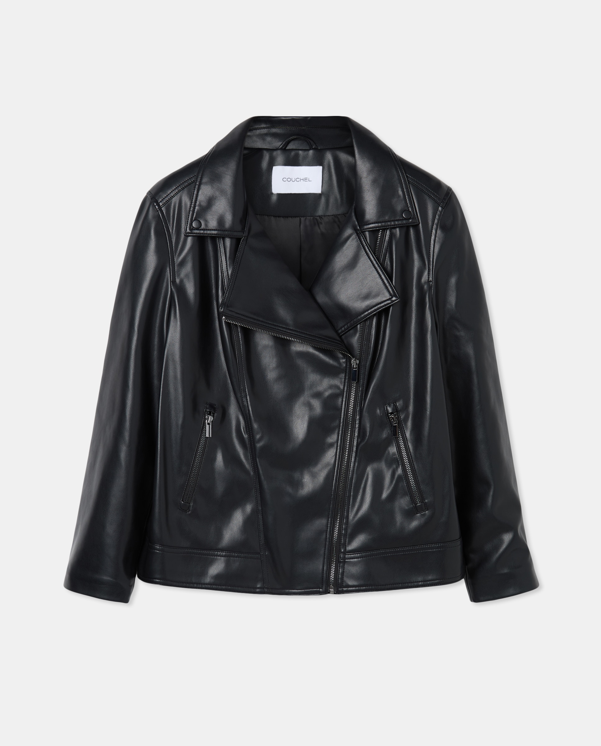 Blusão Biker com Efeito de Pele Preto-4