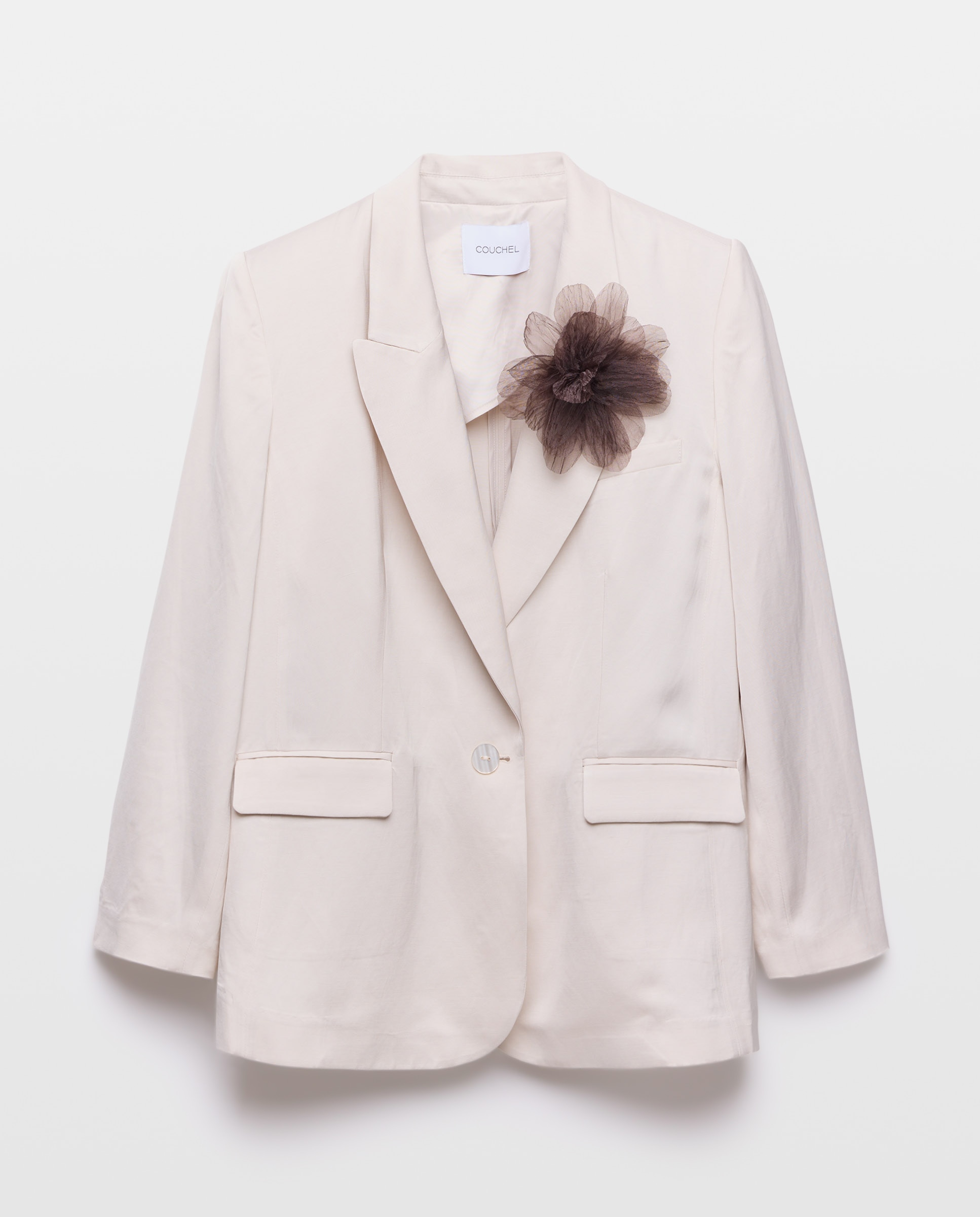 Blazer Acetinado com Flor 130 Marfim-4