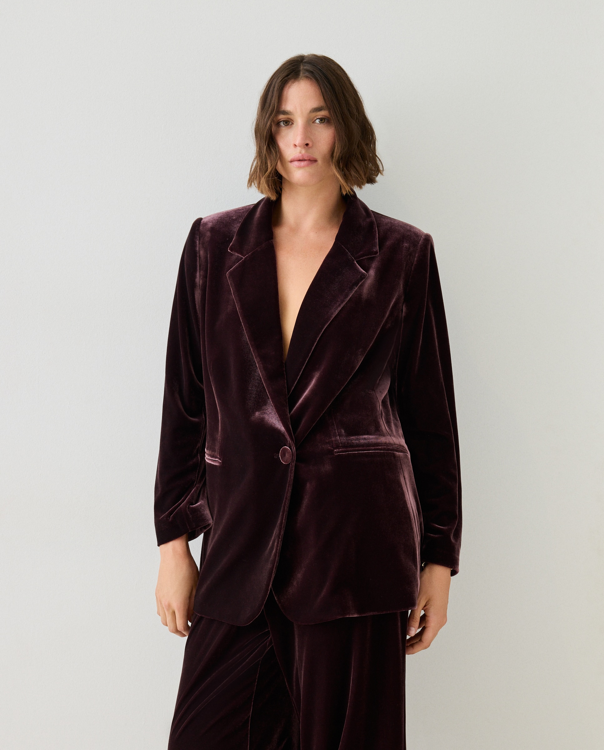 Blazer de mujer de terciopelo - Couchel - Burdeos Burdeos-1
