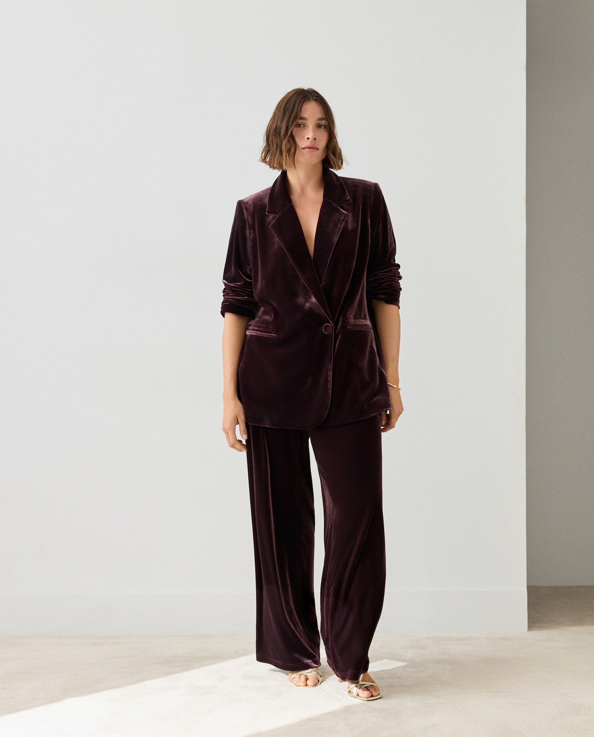 Blazer de mujer de terciopelo - Couchel - Burdeos Burdeos-2