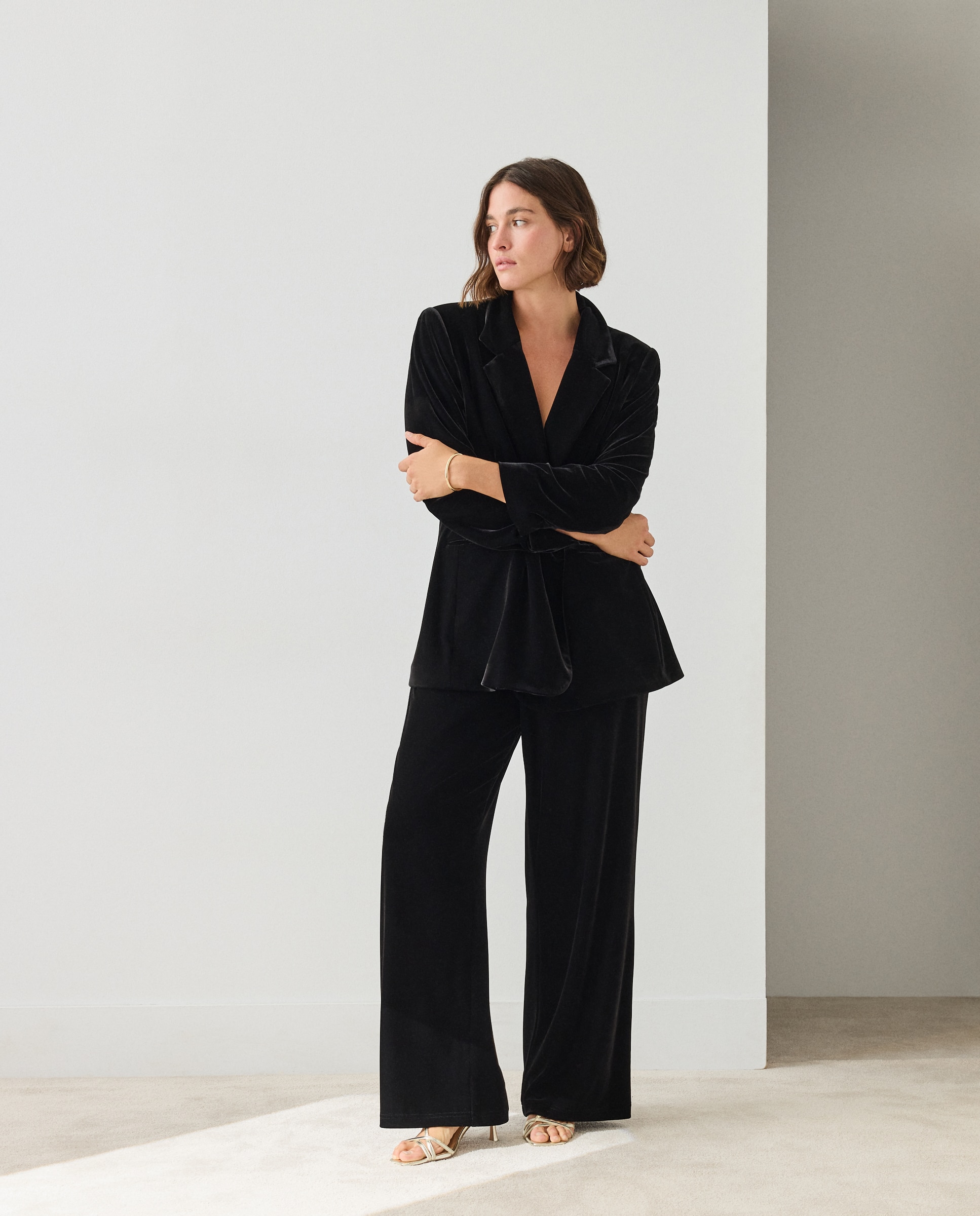 Blazer de mujer de terciopelo - Couchel - Negro Negro-2
