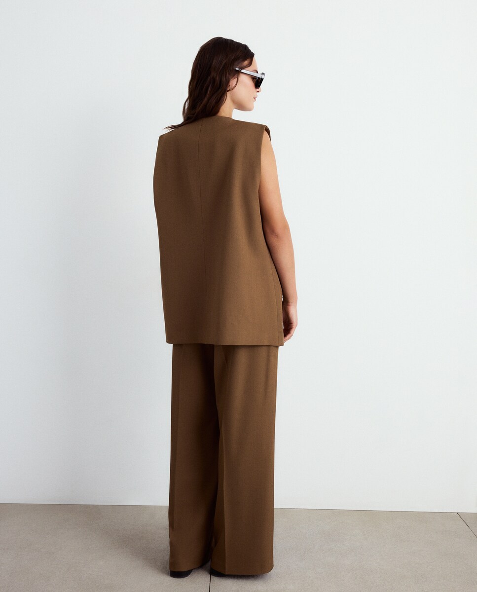 Calças Formais Largas 730 Camel-3