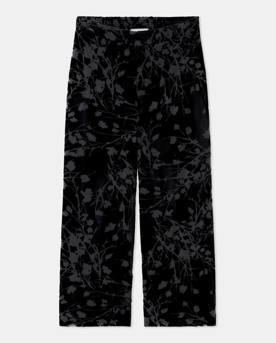 Calças com Fantasia em Mistura de Seda Preto-4