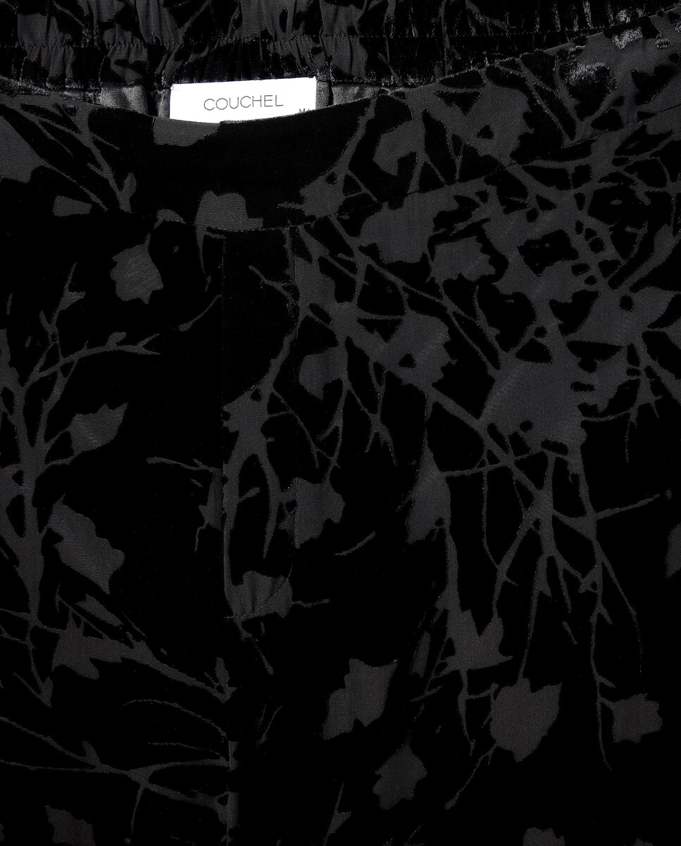 Calças com Fantasia em Mistura de Seda Preto-5