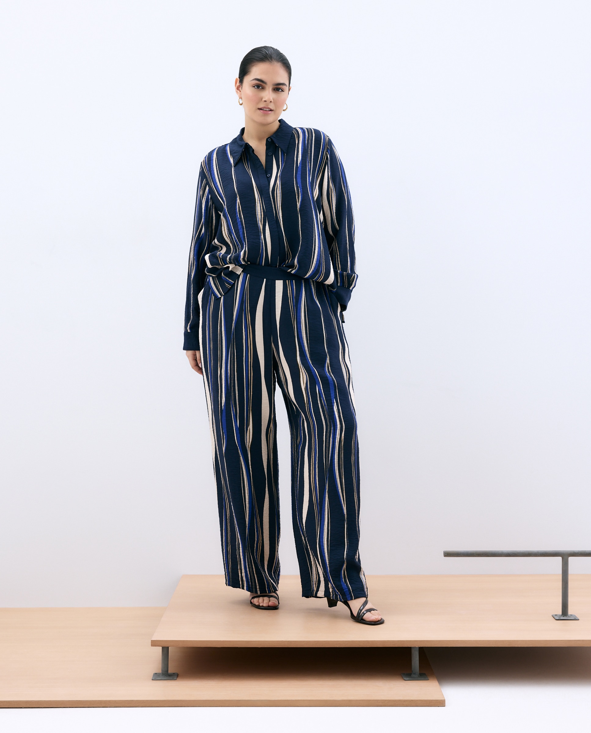 Pantalón fluído estampado de mujer - Couchel - Azul Azul-1