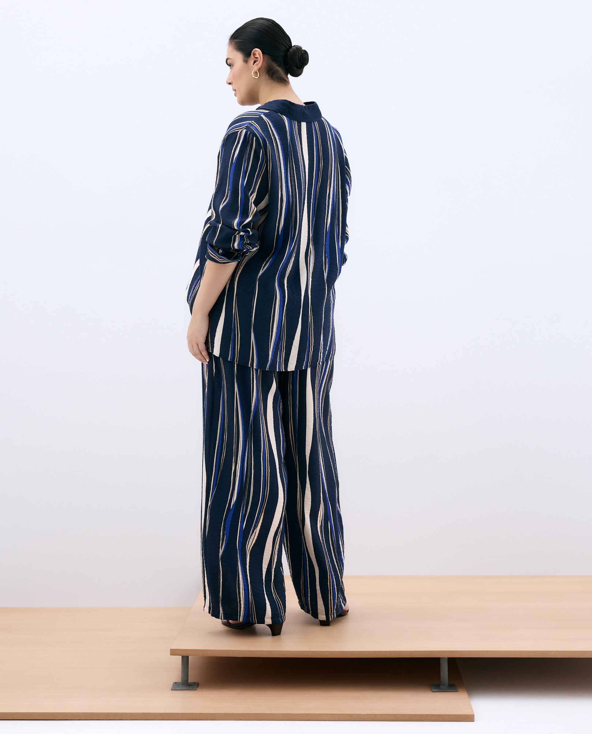 Pantalón fluído estampado de mujer - Couchel - Azul Azul-3