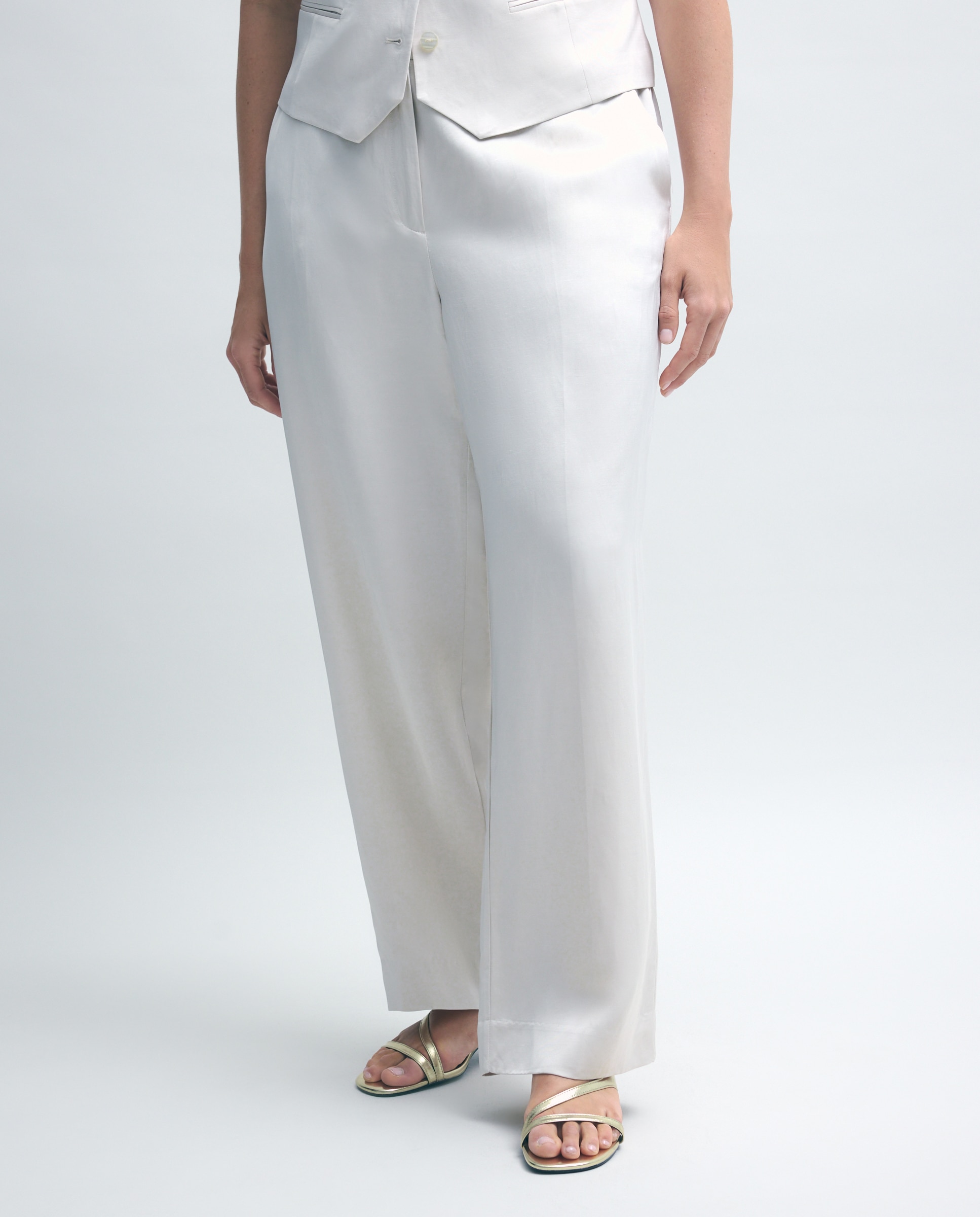 Pantalón de traje satinado - Couchel - 130 Marfil 130 Marfil-2
