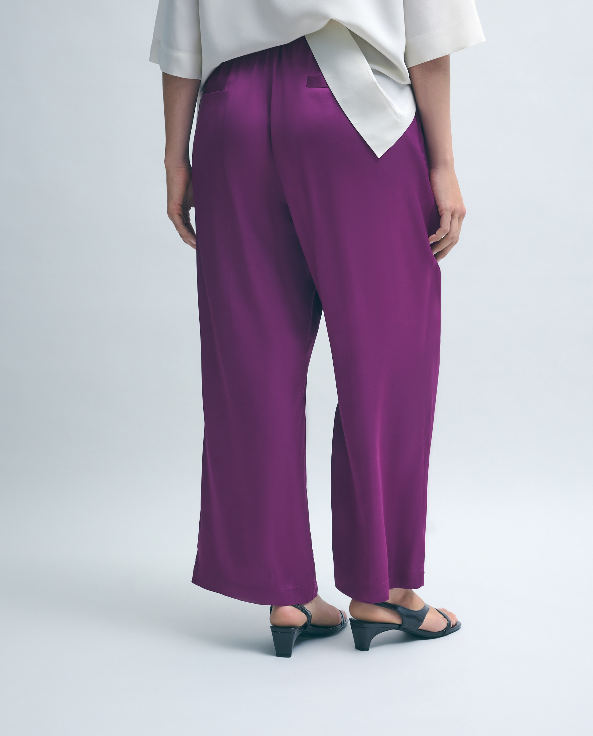 Imagen 3 de Pantalón ancho fluido de mujer satinado - Couchel - 240 Fucsia 240 Fucsia
