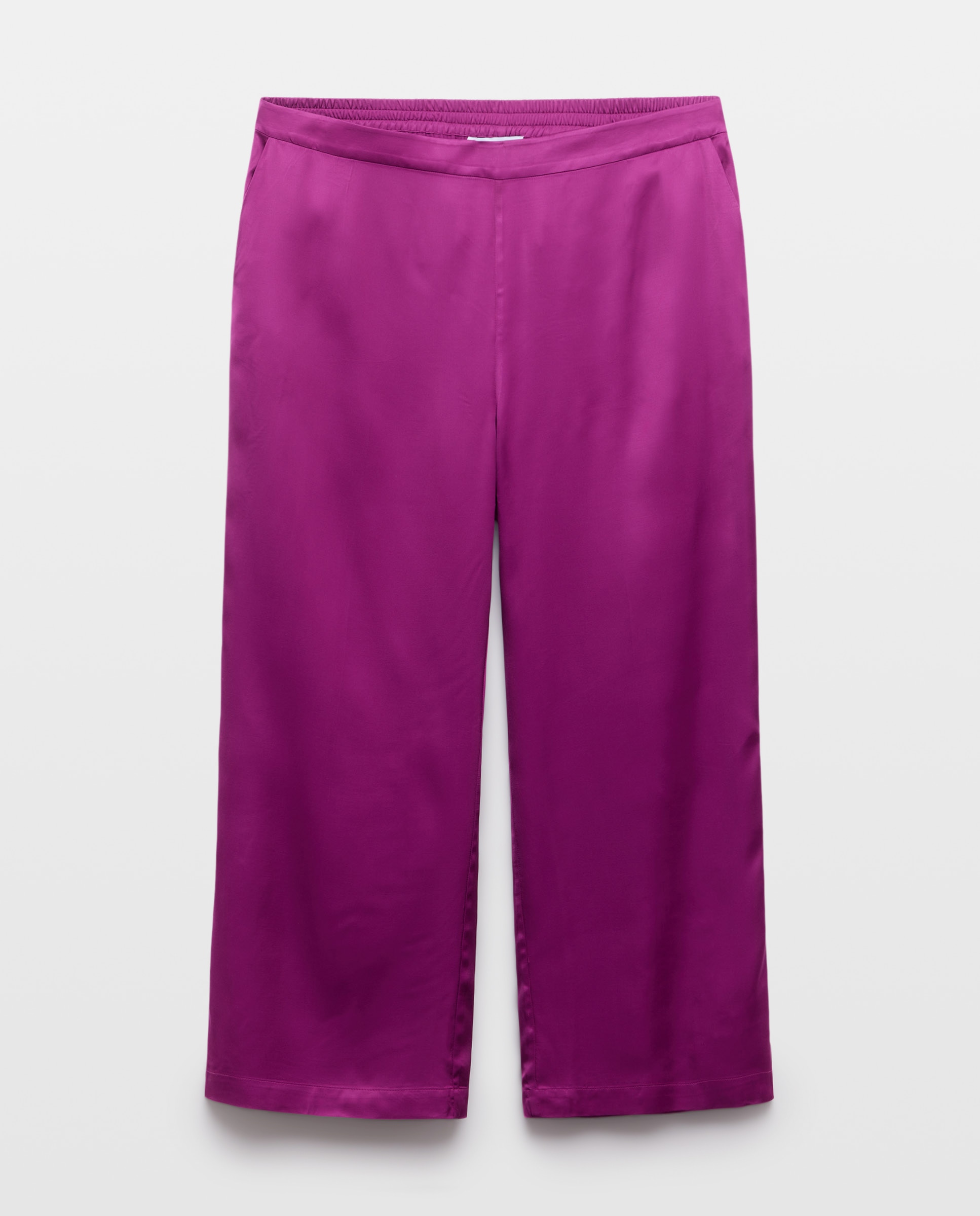 Imagen 4 de Pantalón ancho fluido de mujer satinado - Couchel - 240 Fucsia 240 Fucsia