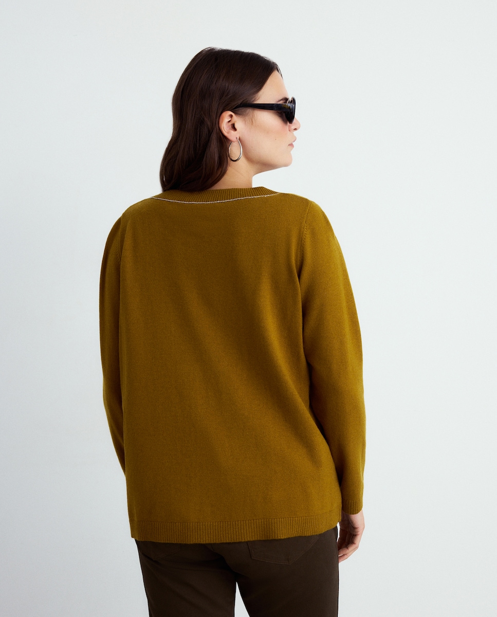 Camisola de Malha Lisa com Gola Assimétrica 586 Lima-3