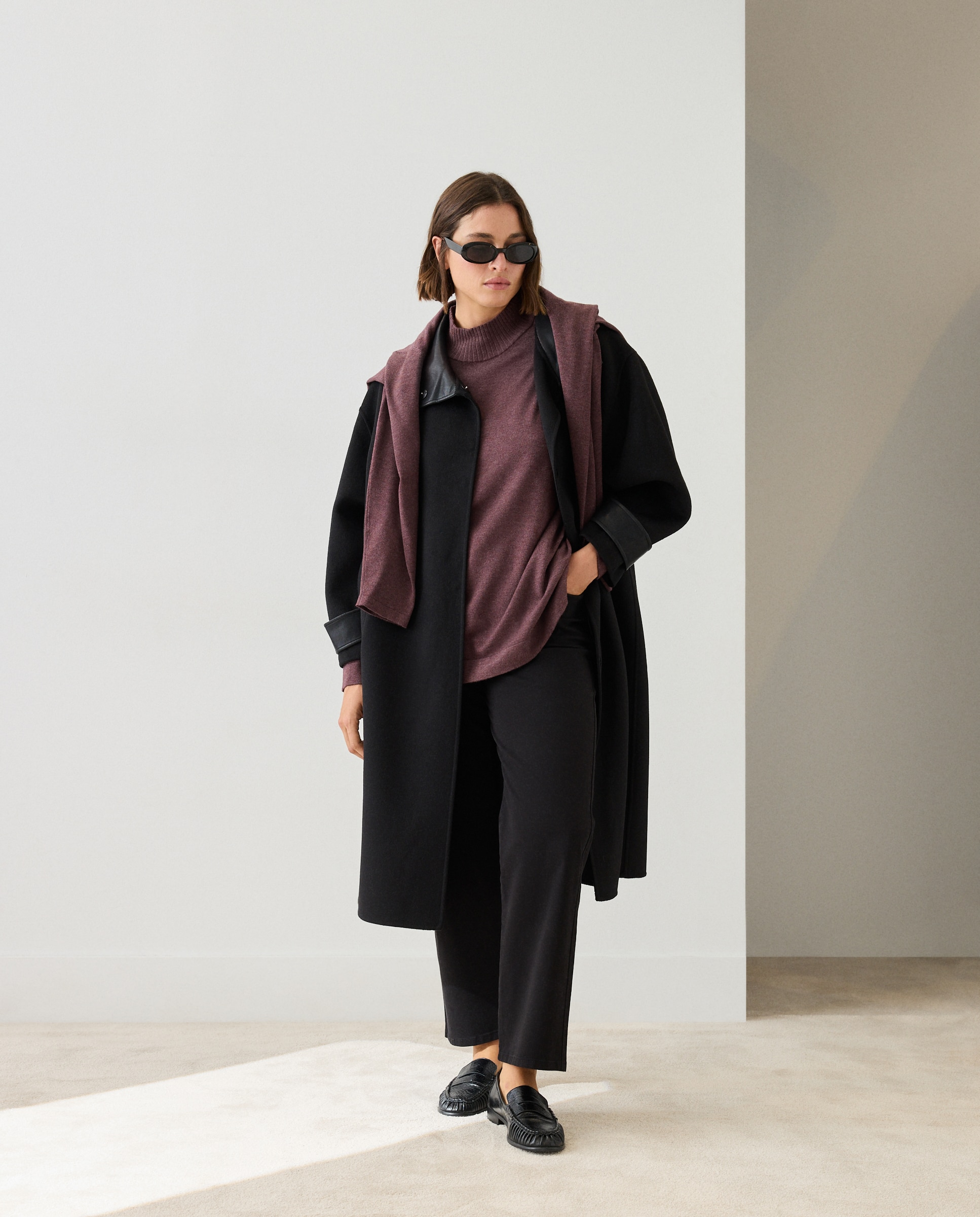 Jersey de mujer con cuello perkins - Couchel - 291 Berenjena 291 Berenjena-2