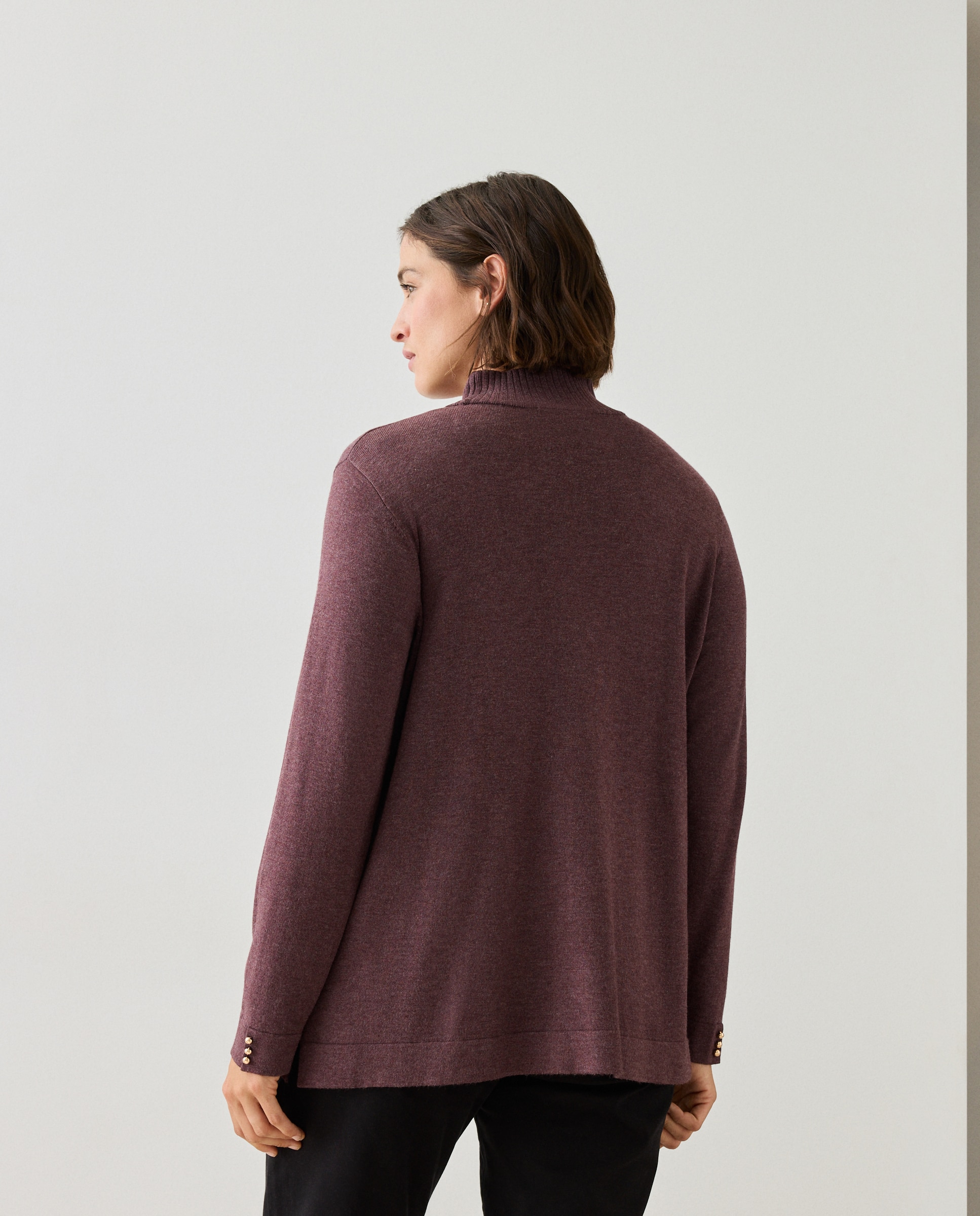 Jersey de mujer con cuello perkins - Couchel - 291 Berenjena 291 Berenjena-3