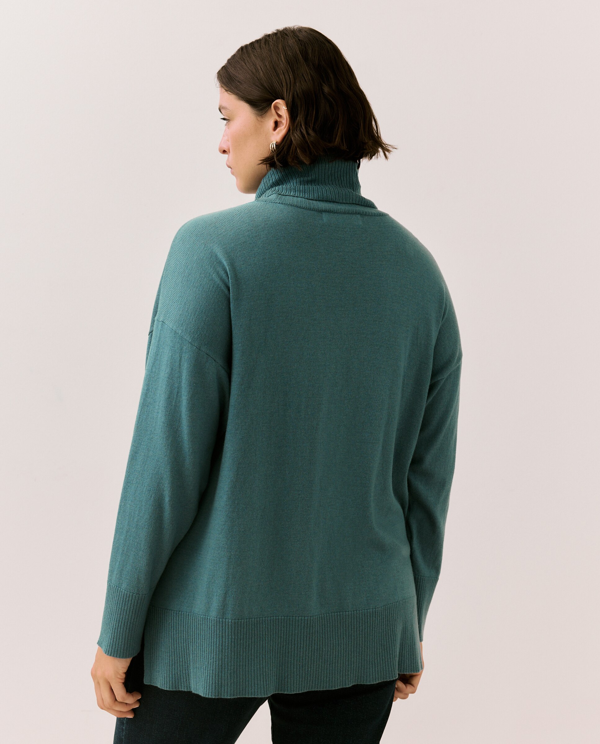 Camisola de Malha Básica com Gola Alta 400 Azul-4