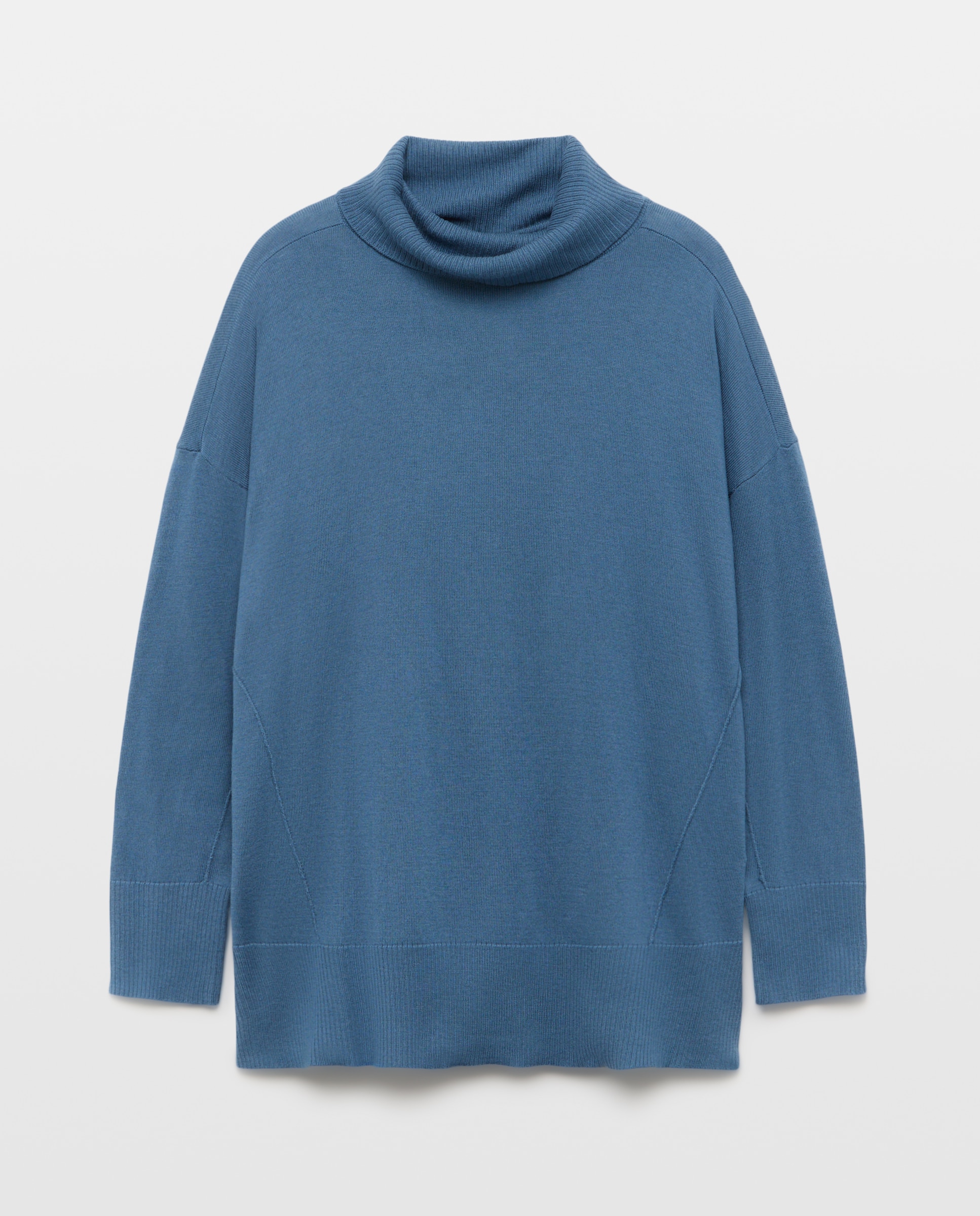 Camisola de Malha Básica com Gola Alta 400 Azul-5