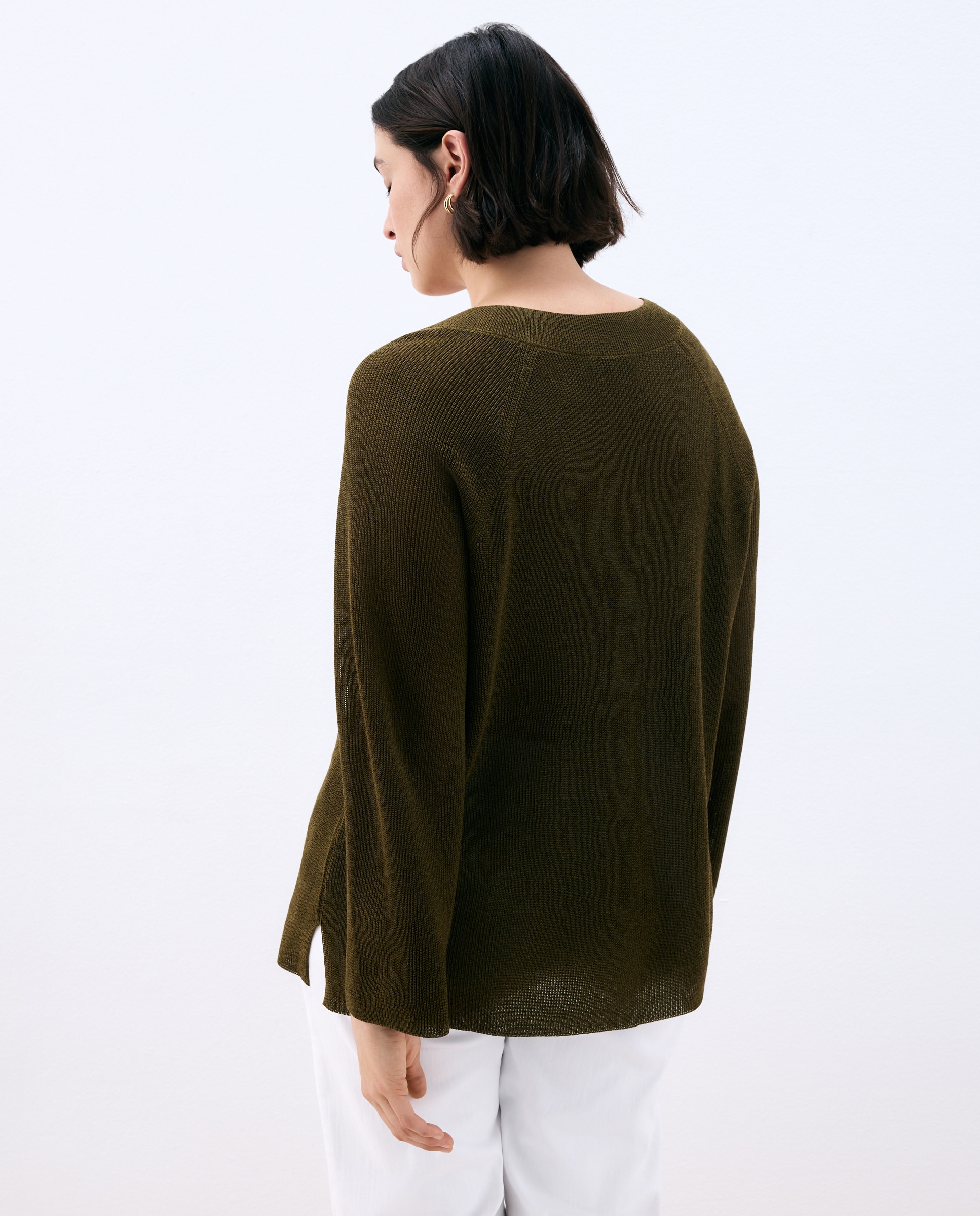 Jersey de mujer cuello pico estructura - Couchel - 520 Kaki 520 Kaki-3