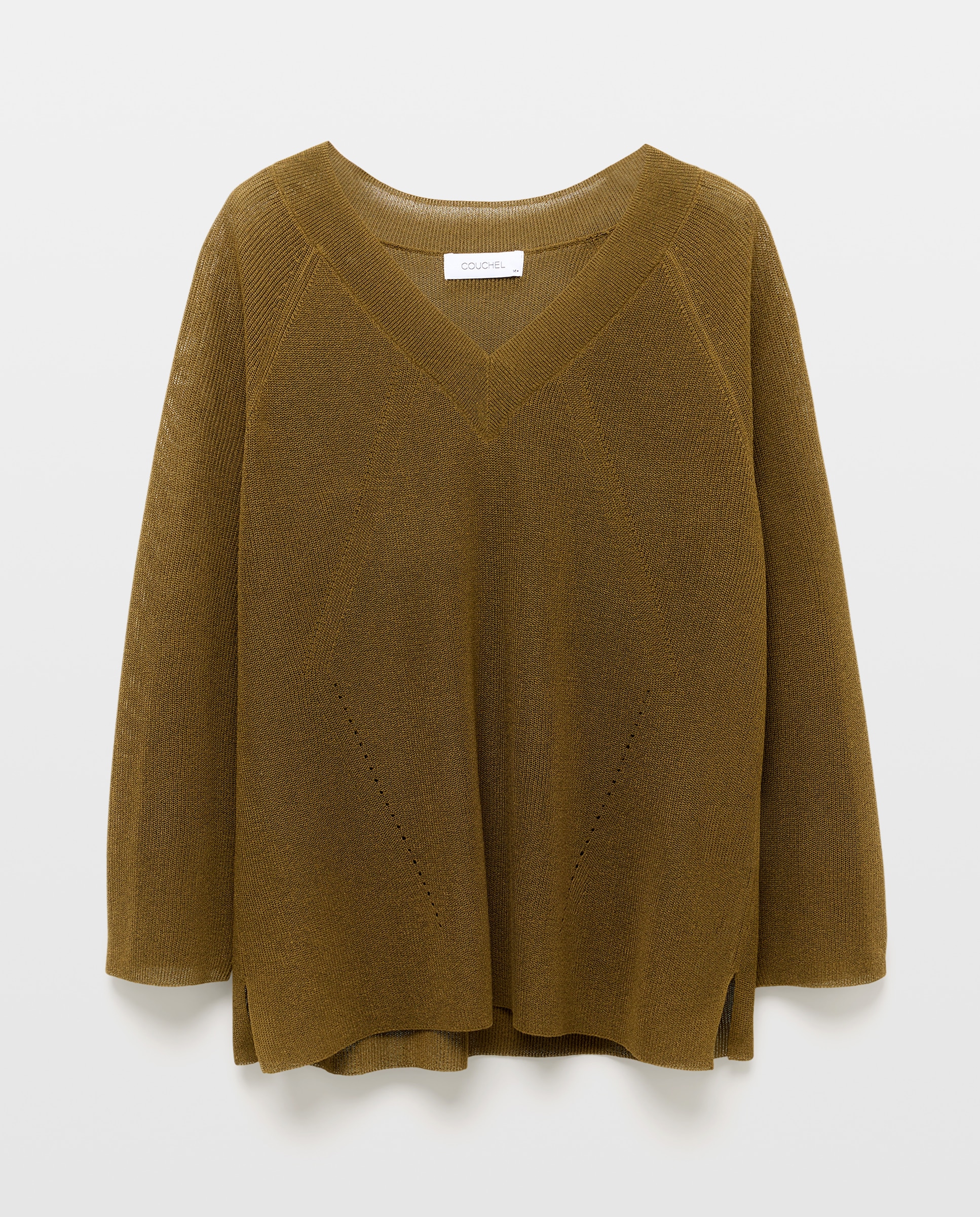 Jersey de mujer cuello pico estructura - Couchel - 520 Kaki 520 Kaki-4
