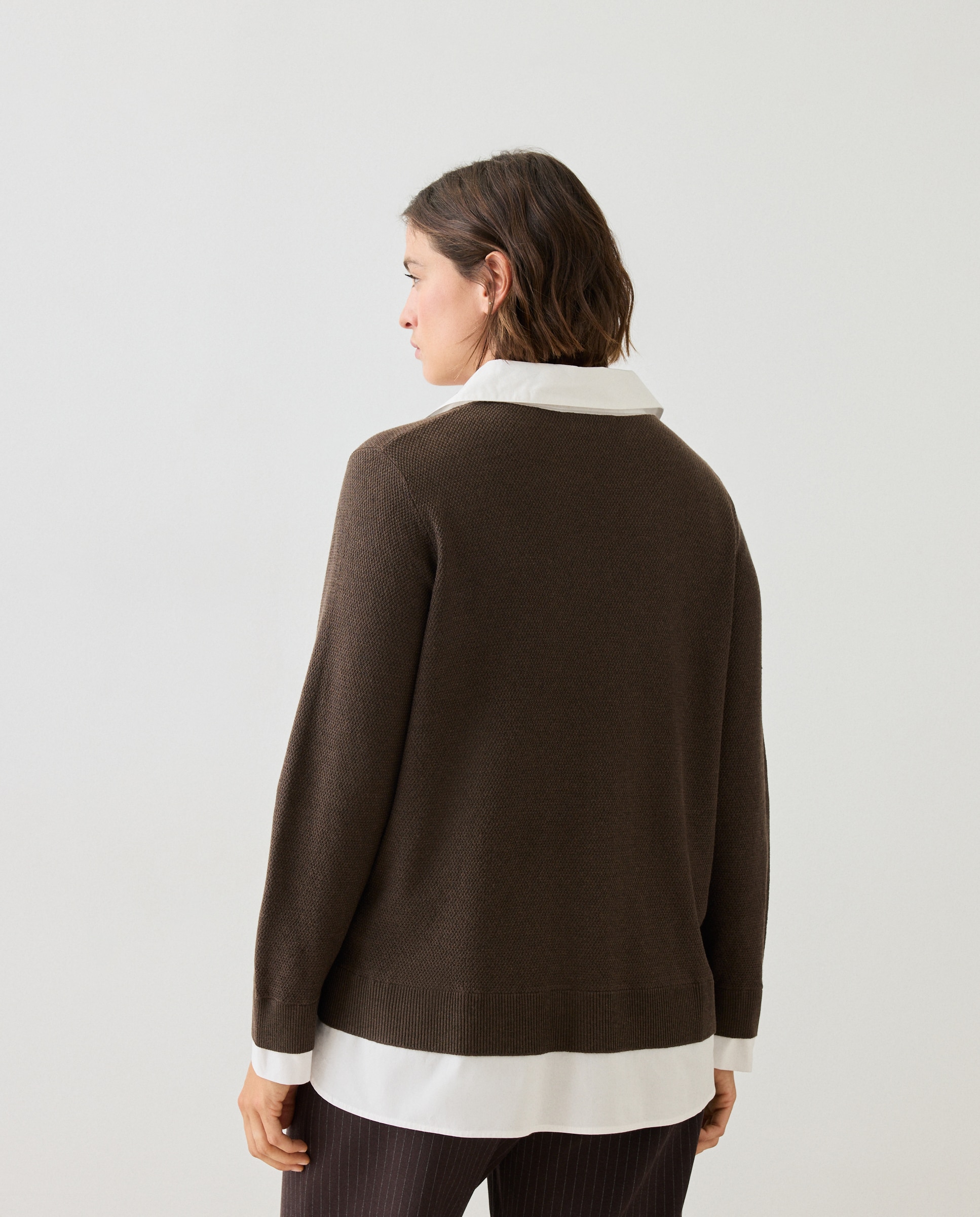 Imagen 3 de Jersey de mujer con cuello pico - Couchel - Marrón Marrón
