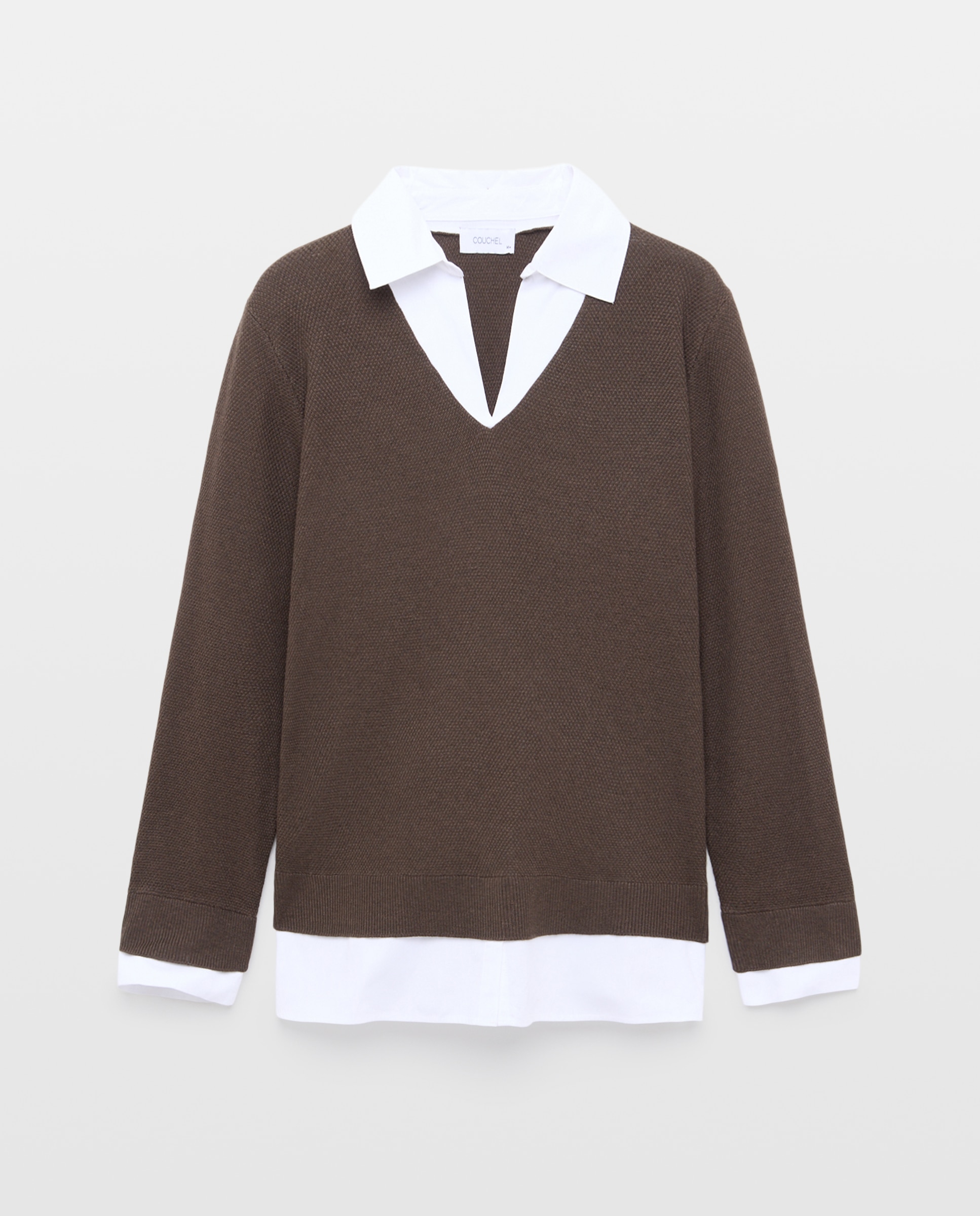Imagen 4 de Jersey de mujer con cuello pico - Couchel - Marrón Marrón