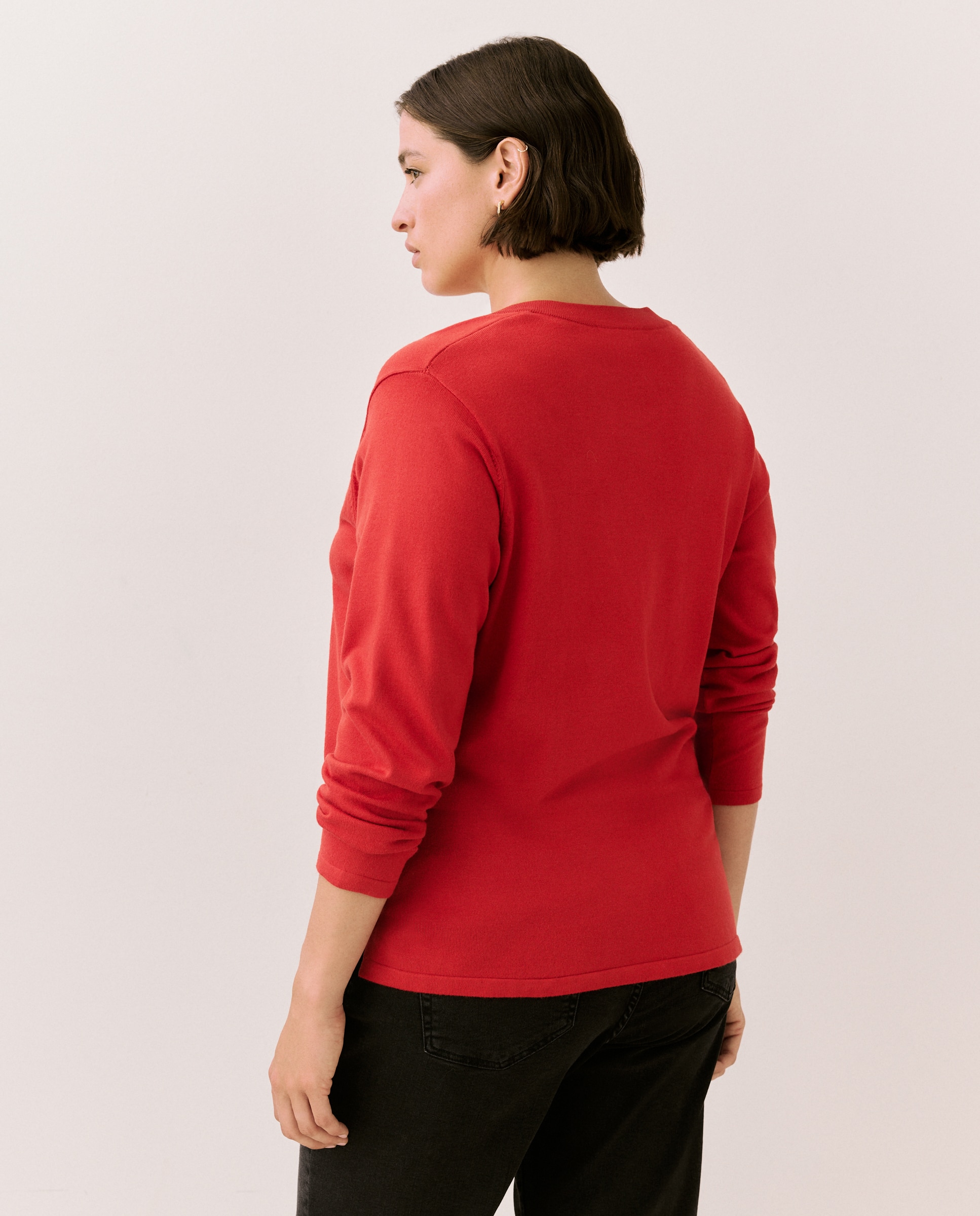 Camisola de malha básica de mulher com decote em bico 600 Vermelho-3