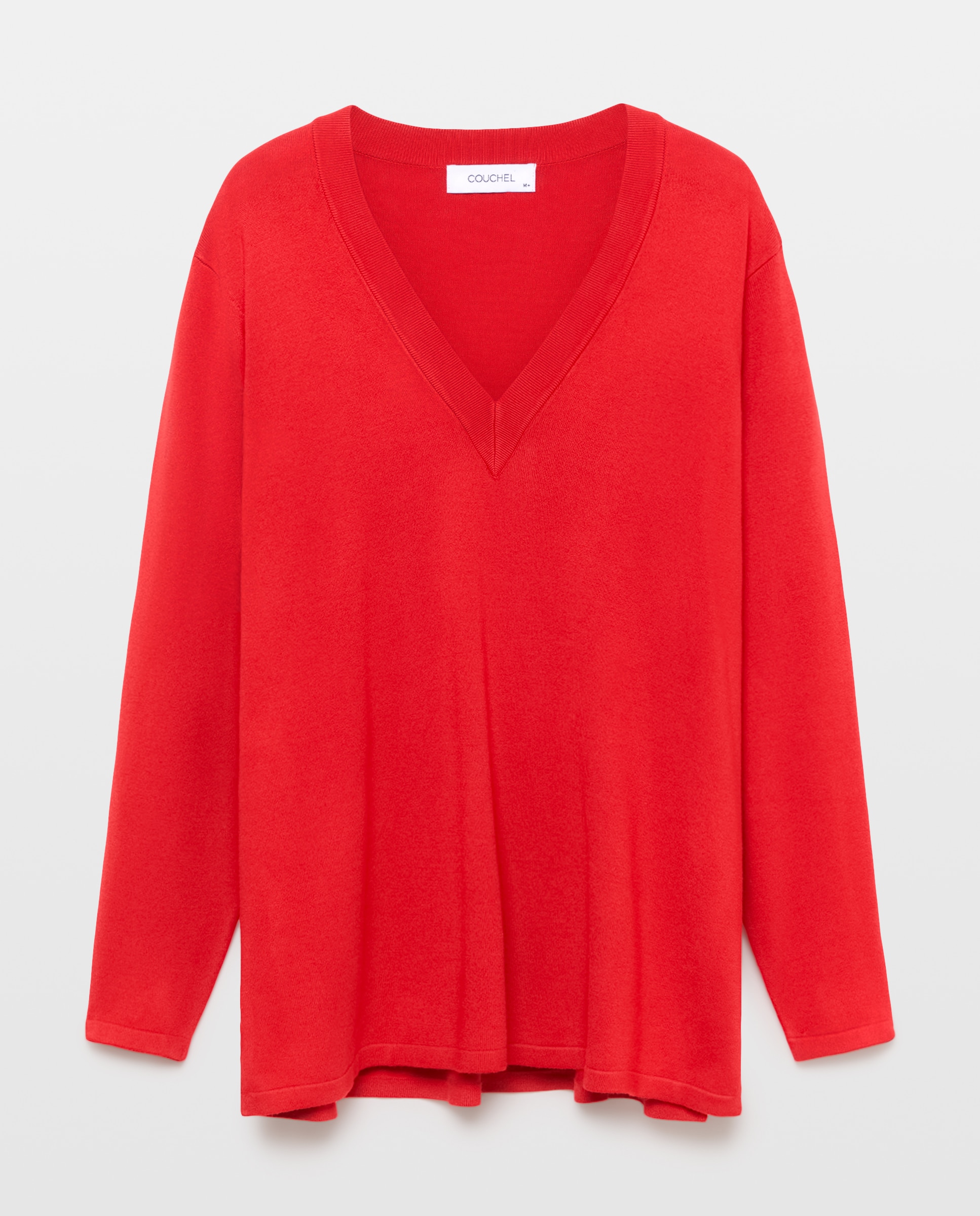 Camisola de malha básica de mulher com decote em bico 600 Vermelho-4