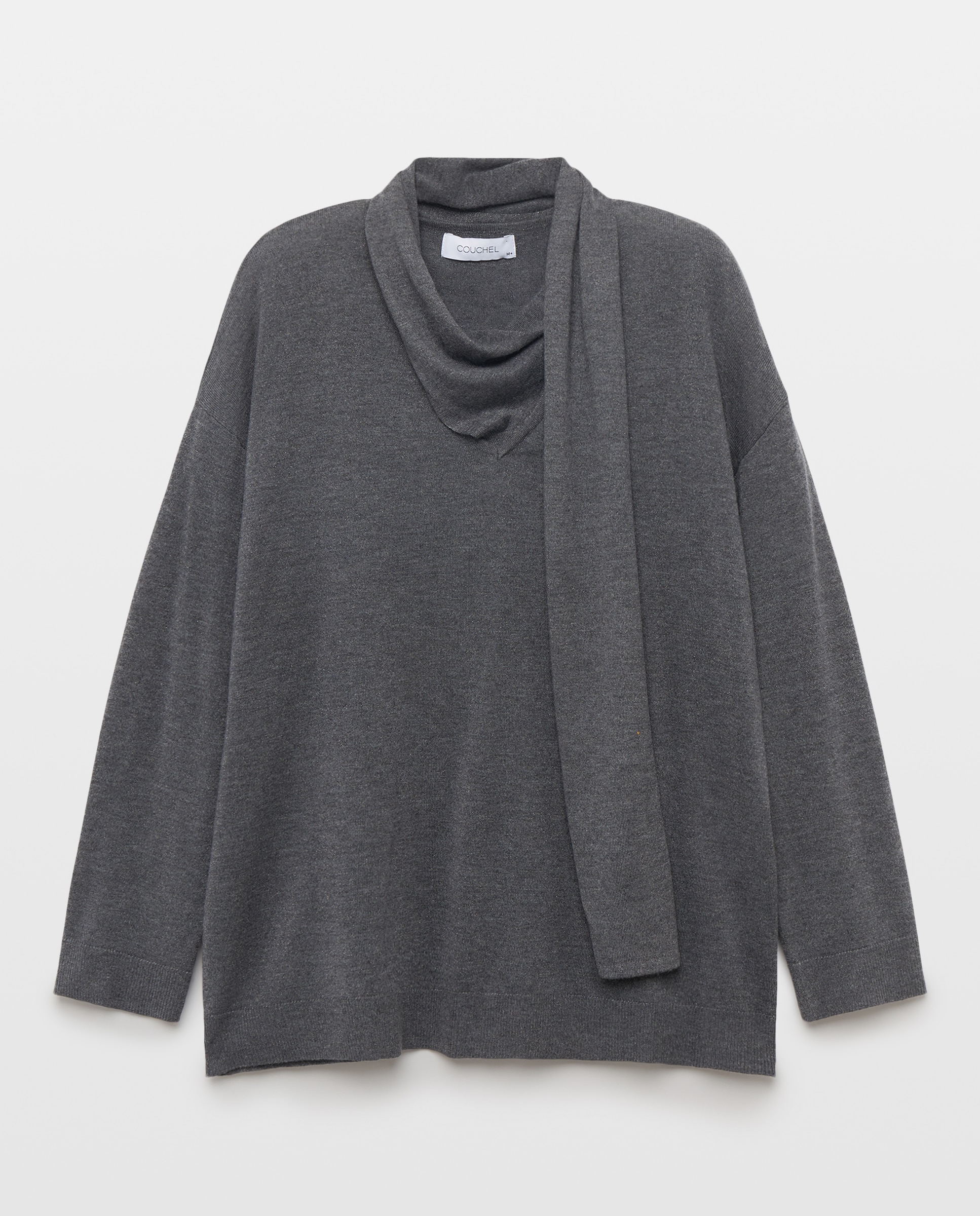 Camisola de Malha com Decote em Bico e Laço Vison Claro-4