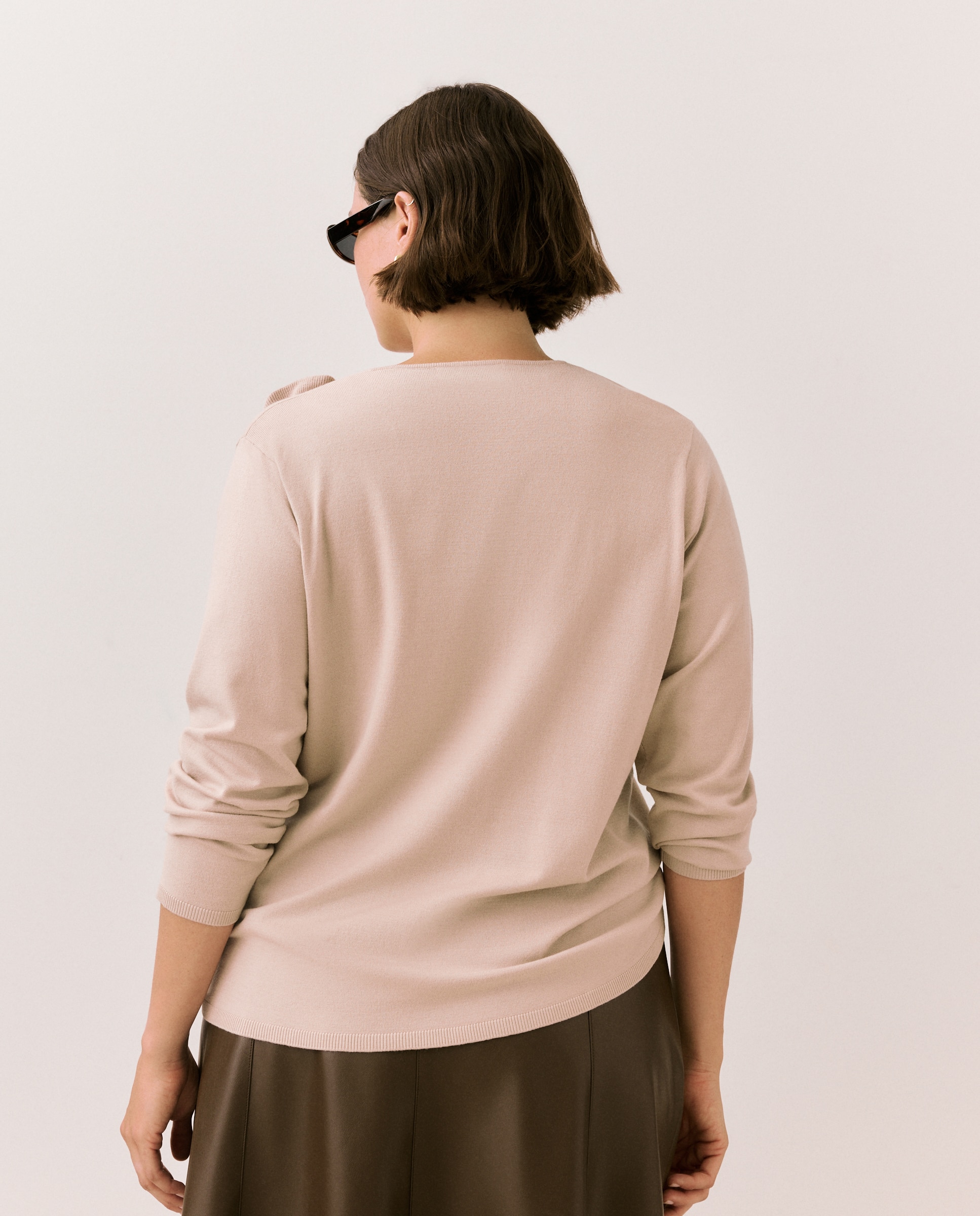 Jersey de mujer con el cuello pico - Couchel - Beige Beige-3