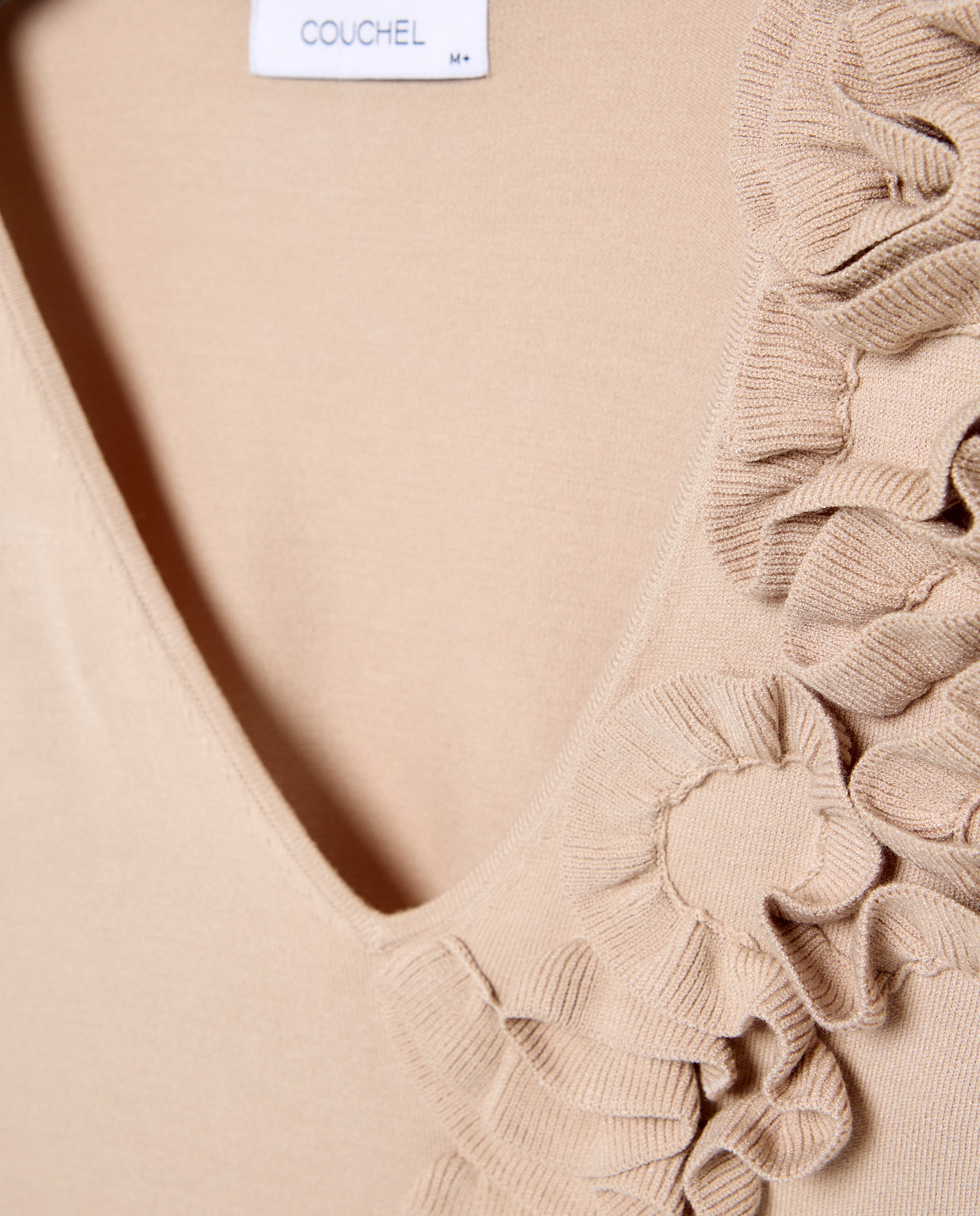 Jersey de mujer con el cuello pico - Couchel - Beige Beige-5