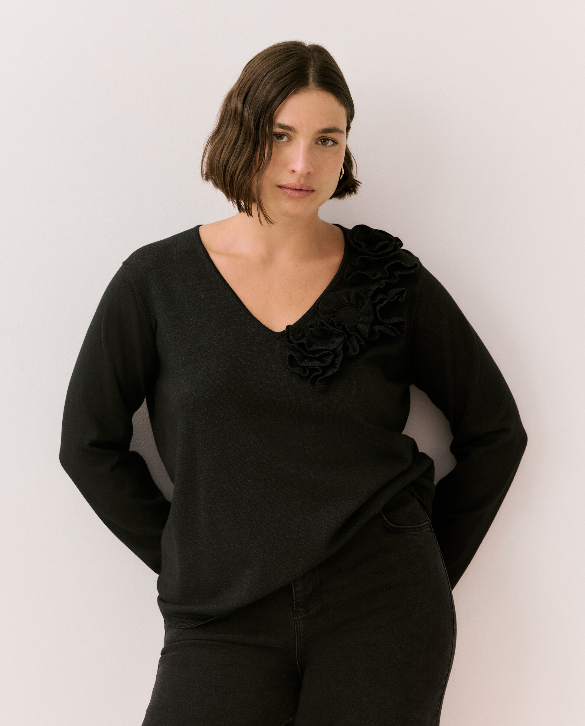 Camisola de Malha com Decote em Bico 830 Antracite-2