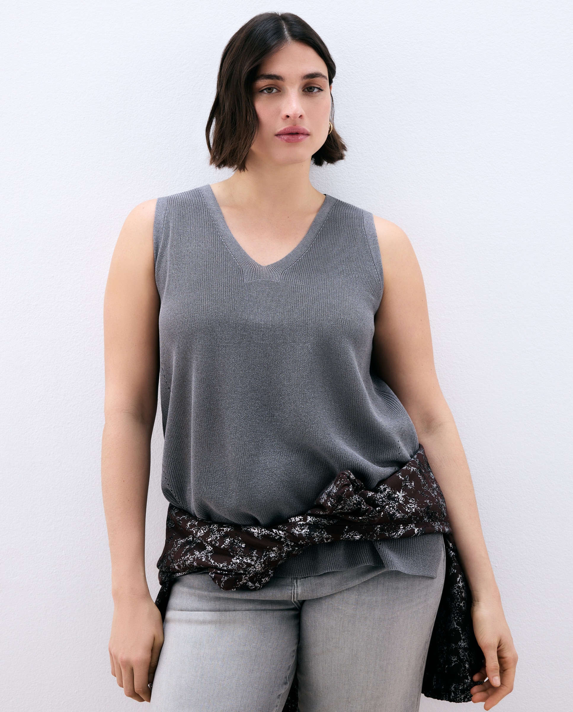 Camisola de Malha com Estrutura de Fio Metalizado Prata-2