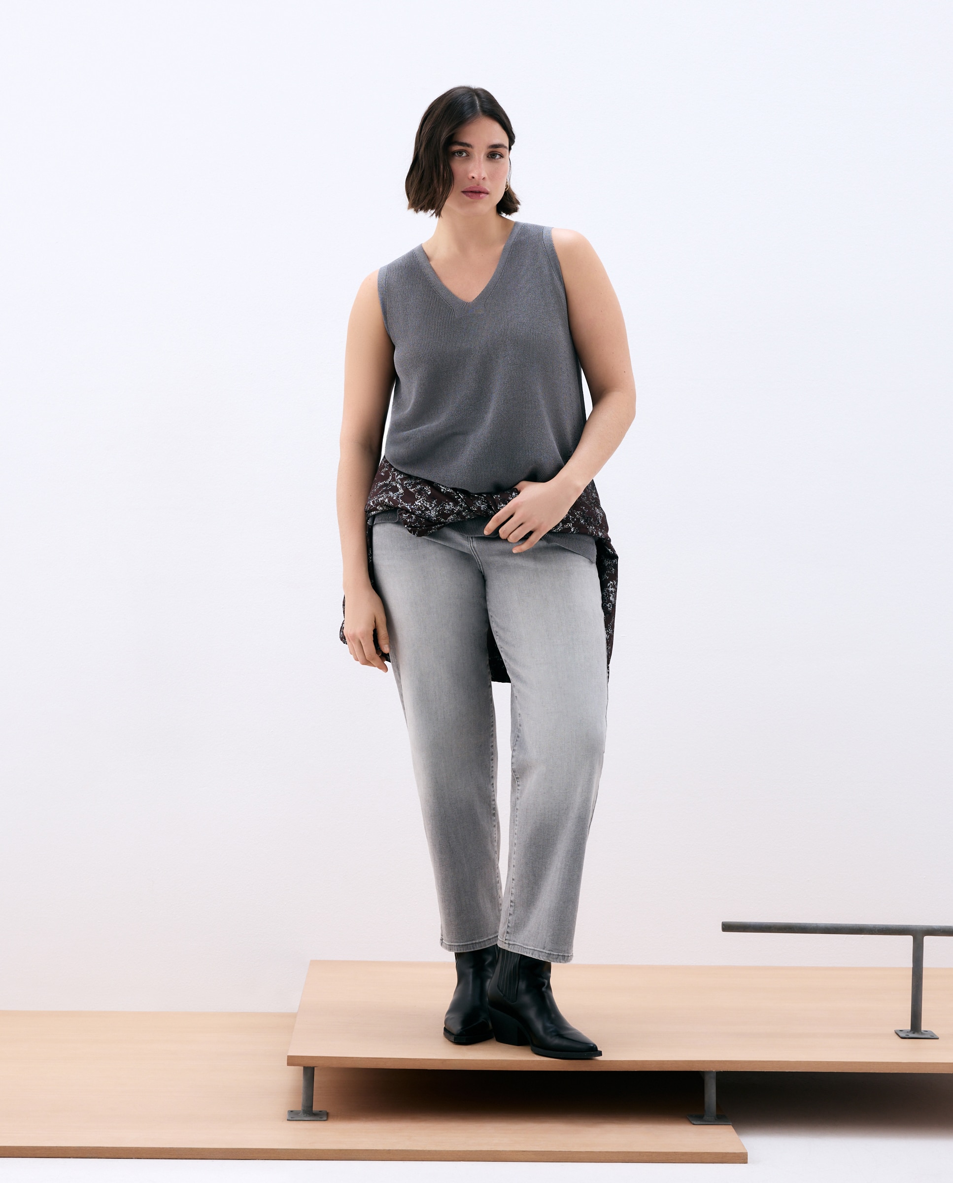 Camisola de Malha com Estrutura de Fio Metalizado Prata-3